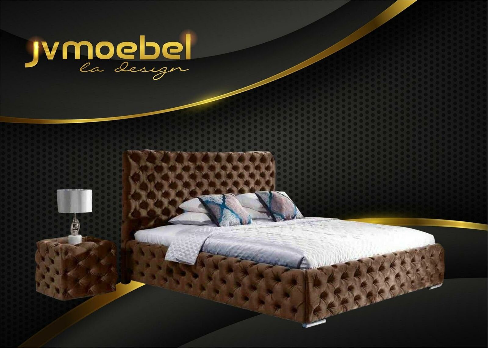 JVmoebel Bett, Modern Betten Möbel Schlafzimmer Set Design Bett Chesterfield Braun