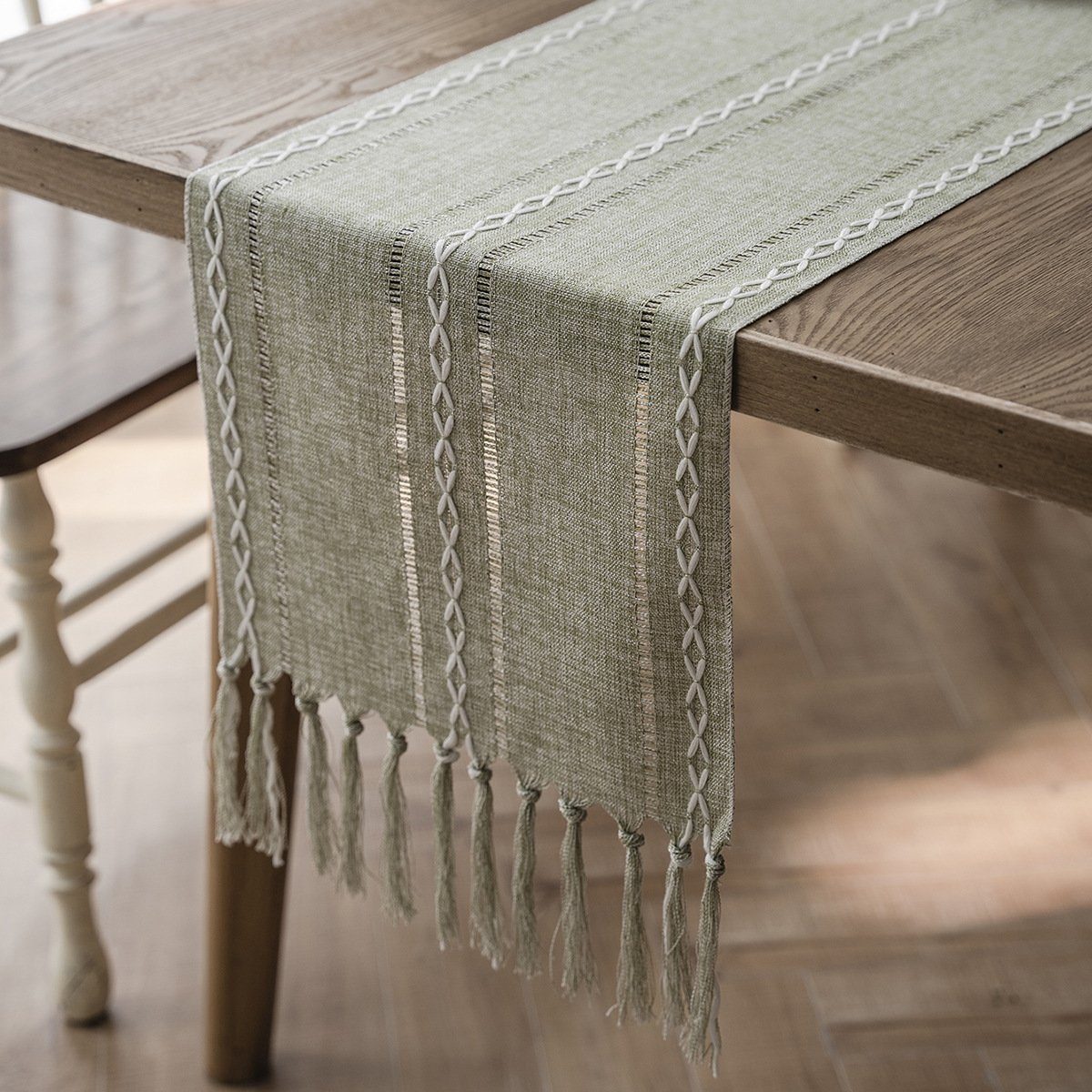 Kaket Tischläufer aus Baumwoll-Leinen, Bauernhaus-Stil, 33x183cm, günstig online kaufen