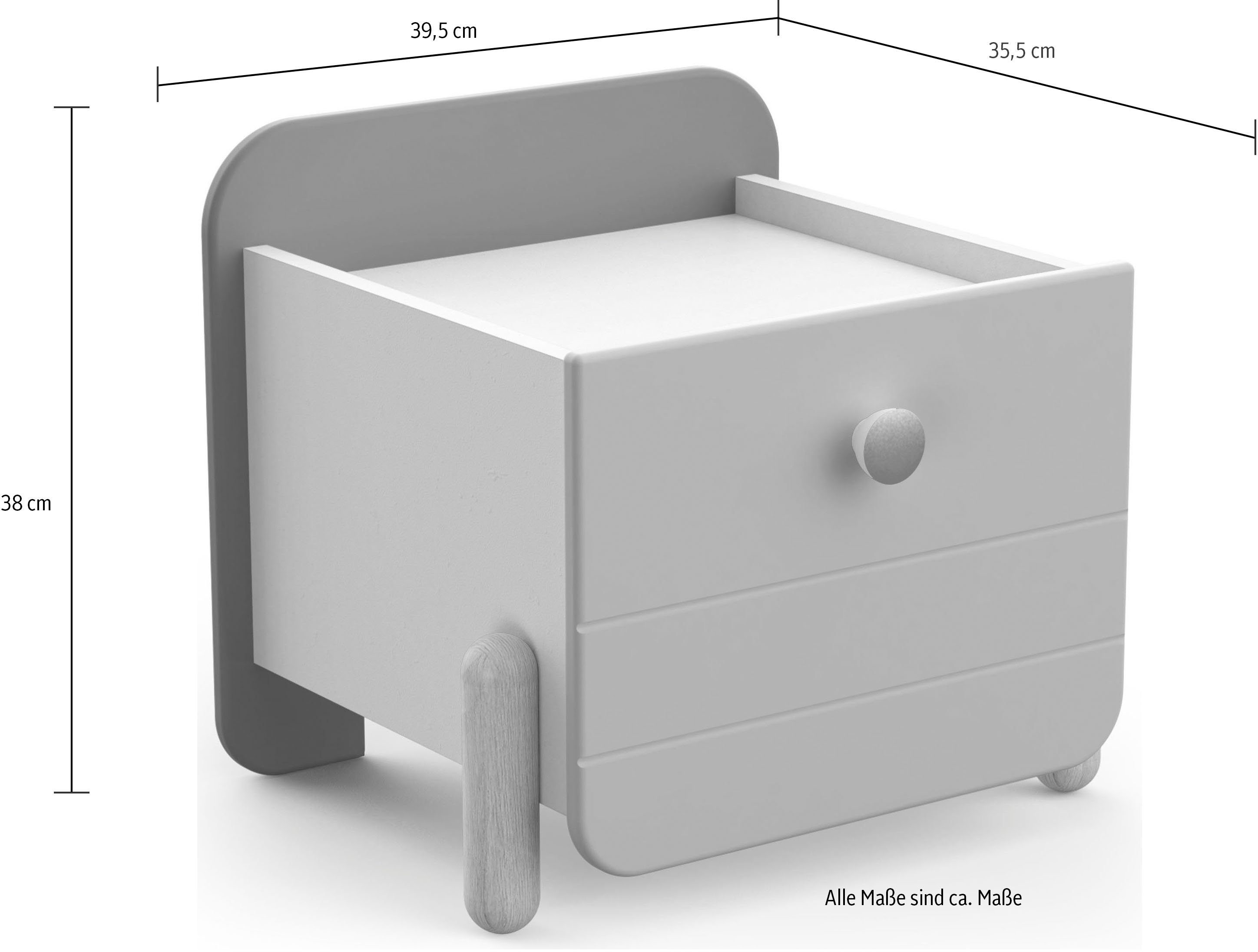 Demeyere GROUP Nachtkommode Jade, Schublade mit Rollenauszügen, Runde Knopfgriffe mit Roségold-Finish