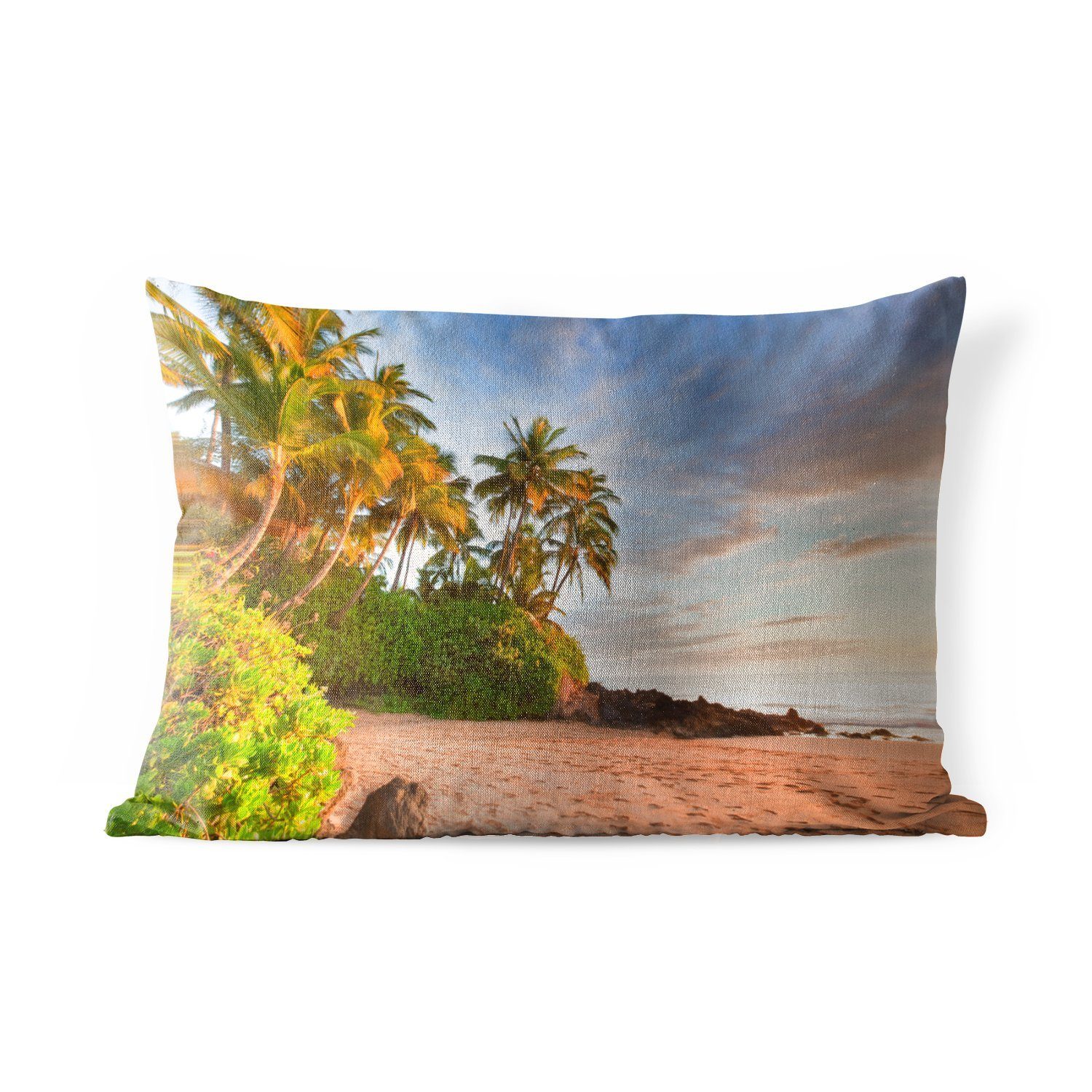 Schief Outdoor-Dekorationskissen, MuchoWow Hawaii, Polyester, Dekokissen Palmen Dekokissenbezug, Insel amerikanischen Kissenhülle der am hängende Strand