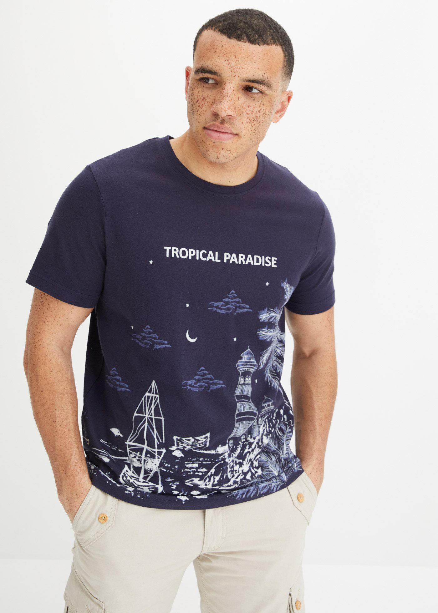 bonprix T-Shirt Regular Fit, Kurzarm, Rundhalsausschnitt, aus Baumwolle günstig online kaufen