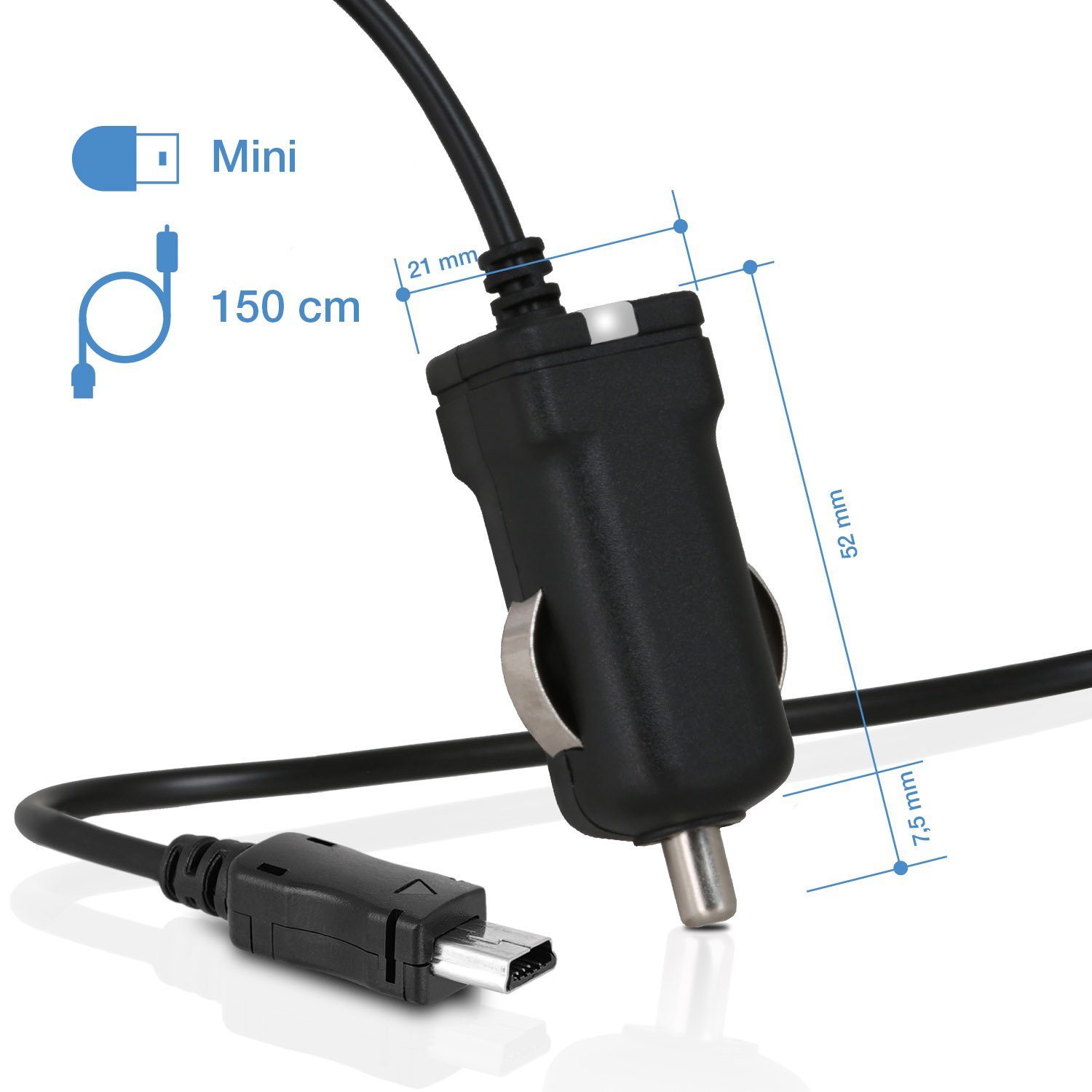 für 150 KFZ-Ladekabel MiniUSB, Chili 12V/24V-Anschlüsse, Digital Auto-Adapter kompakte Kleine, Größe UKW KFZ-Ladegerät TechniSAT Wicked cm, MiniUSB Zigarettenanzünder-Stecker Radio zu für