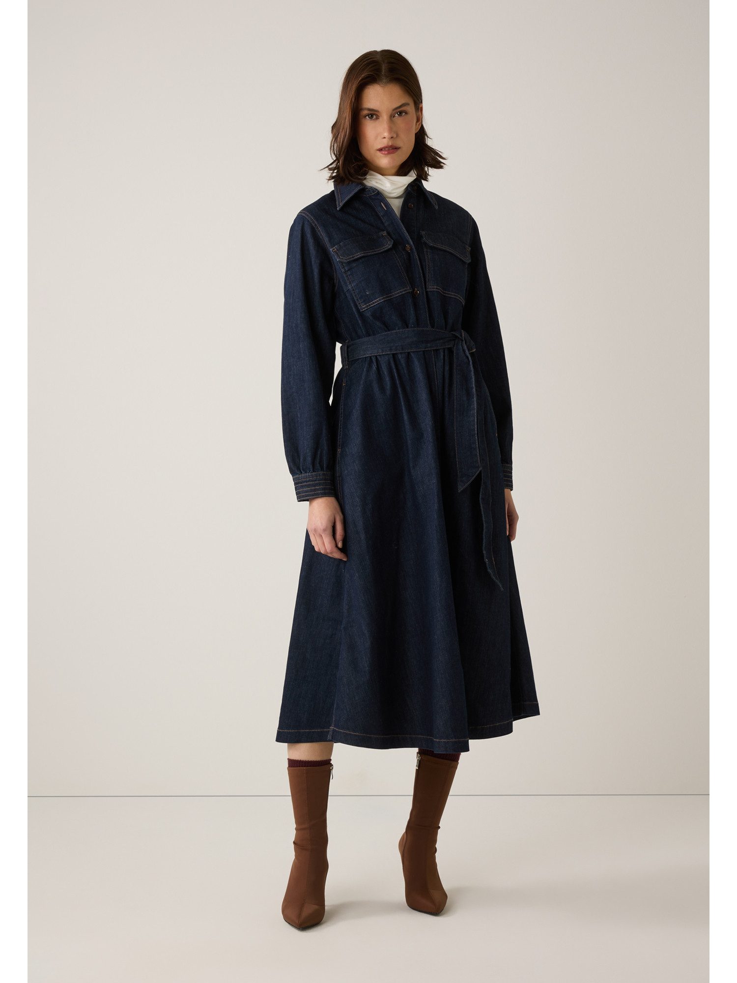 MORE&MORE Jeanskleid maxilanges, cooles Jeanskleid