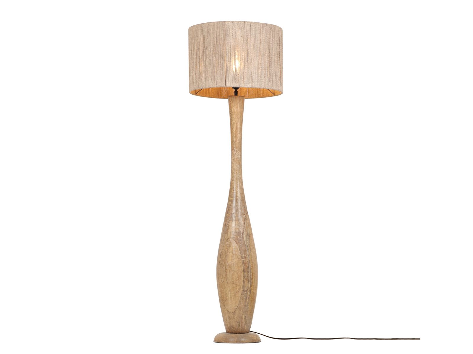 TRIO Leuchten LED Stehlampe, Dimmfunktion, LED wechselbar, warmweiß, besondere Boho Holz-lampe stehend Lampenschirm geflochten, Höhe 135cm