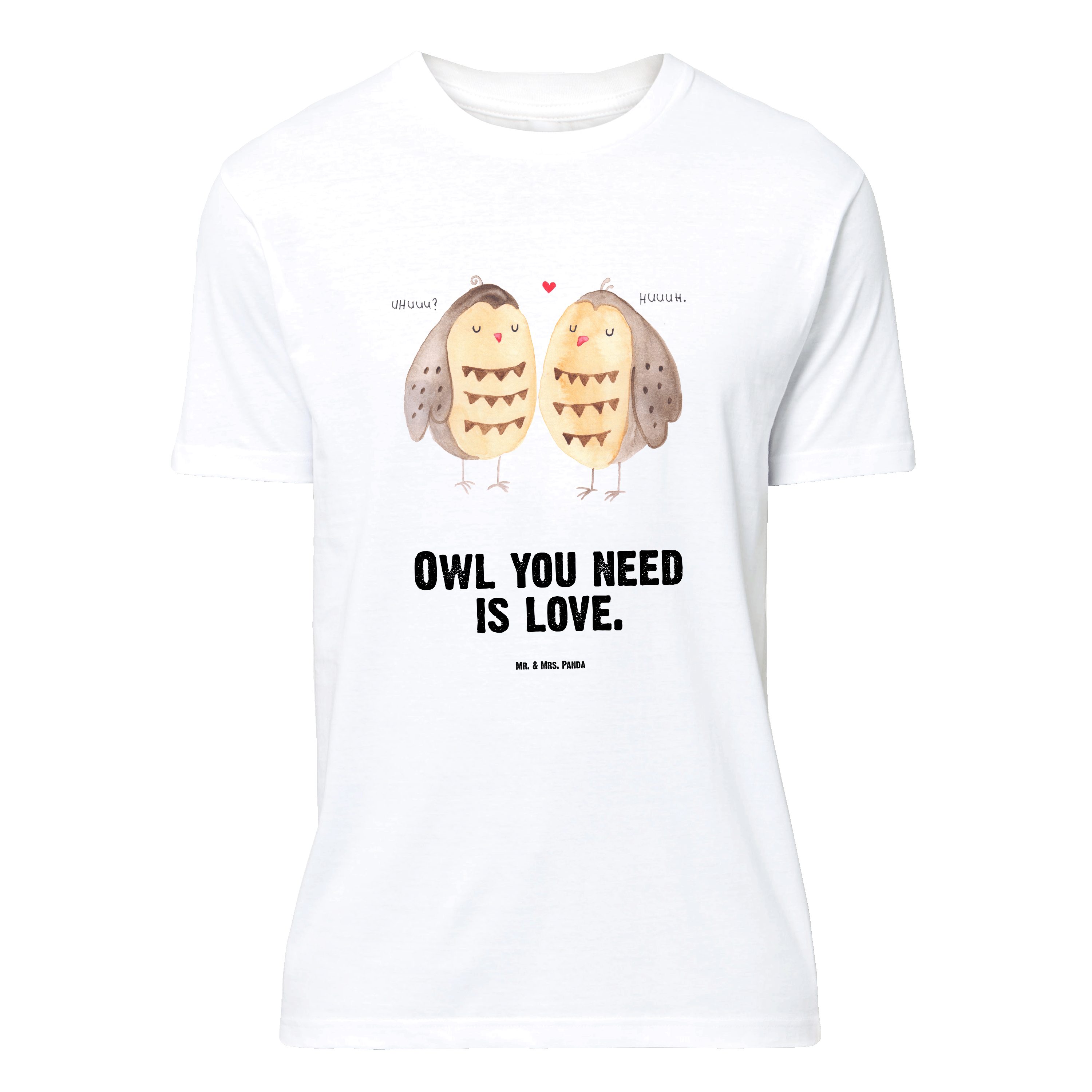 Mr. & Mrs. Panda TShirt Eule Liebe Weiß Geschenk, Hochzeit Spruch