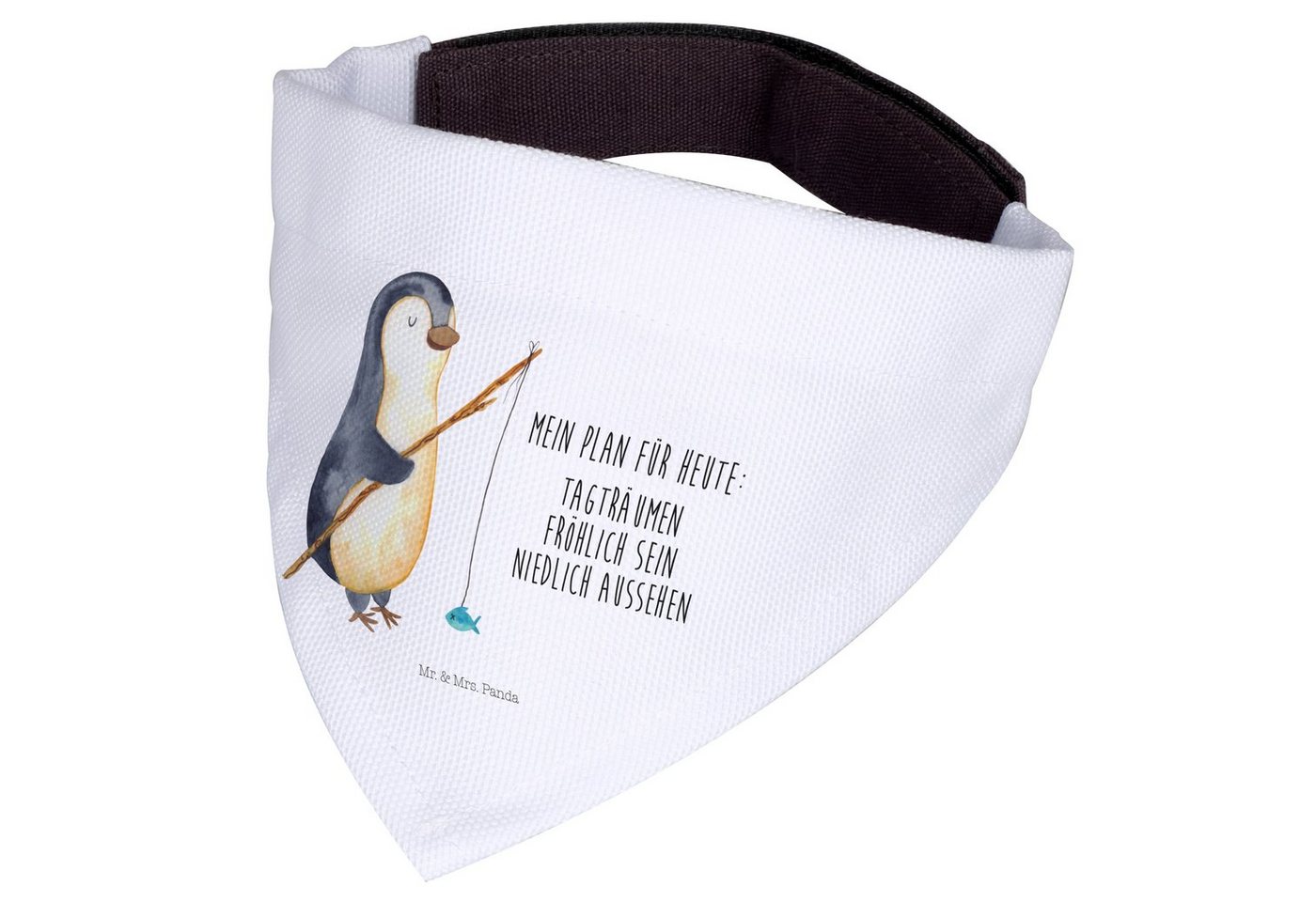 Thumbnail - Mr. & Mrs. Panda Hundefliege Pinguin Angler - Weiß - Geschenk, Tuch, mittel, Angel, Hundehalstuch, Polyester, Einzigarti...