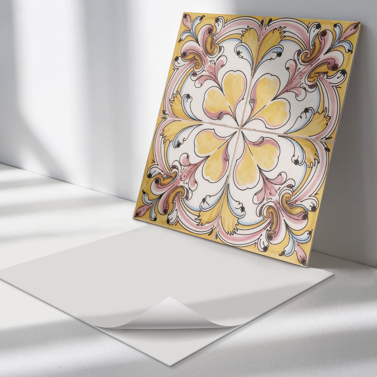 Tulup Wandtattoo Fliesen Folie Blumenmuster mit Ornamenten Vinylfliesen (9 St)
