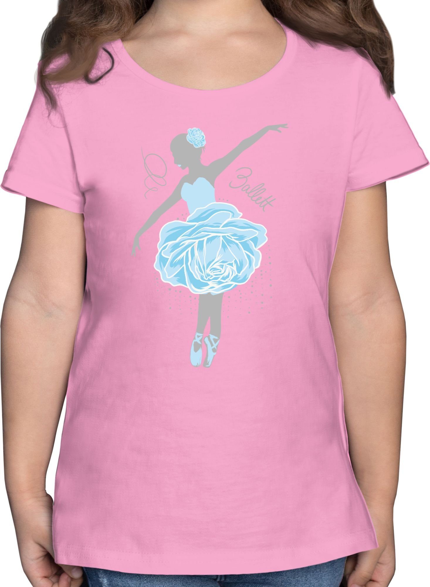 Shirtracer T-Shirt Ballerina - grau/blau Kinder Sport Kleidung 03 Rosa