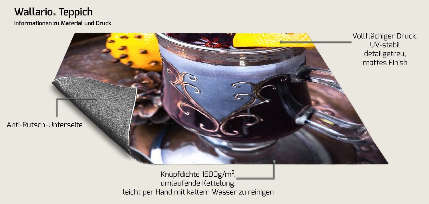 Wallario Teppich Weihnachtlicher Glühweingenuss, rechteckig, rutschfest