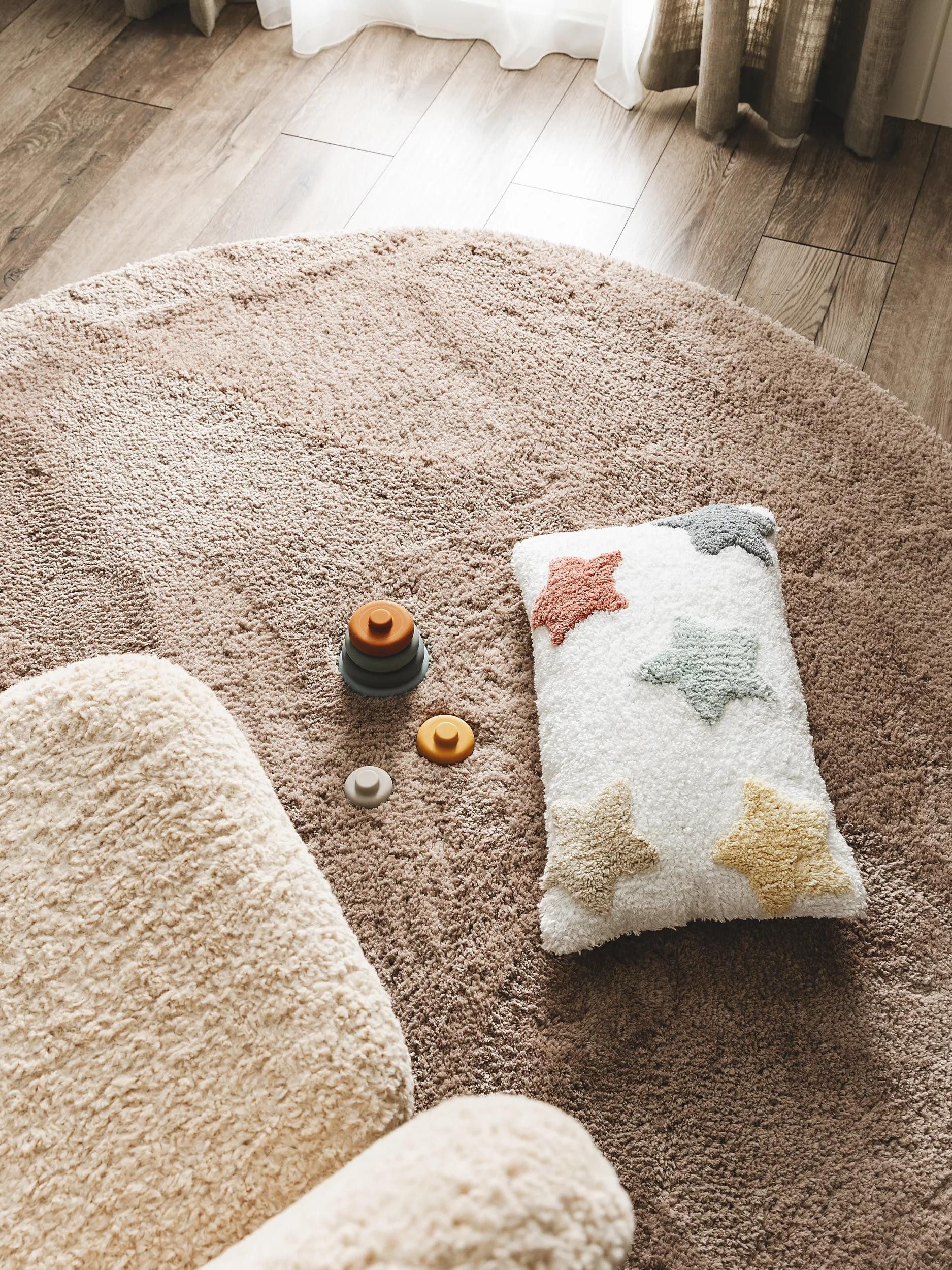 benuta Hochflor-Teppich Cloudy, rund, Höhe: 31 mm, Kunstfaser, Berber, Ethno-Style, Wohnzimmer