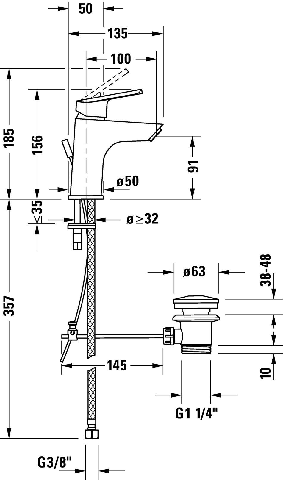 Thumbnail - Duravit Badarmatur DURAVIT N.1 Einhebel Waschtischmischer Mischbatterie Wasserhahn