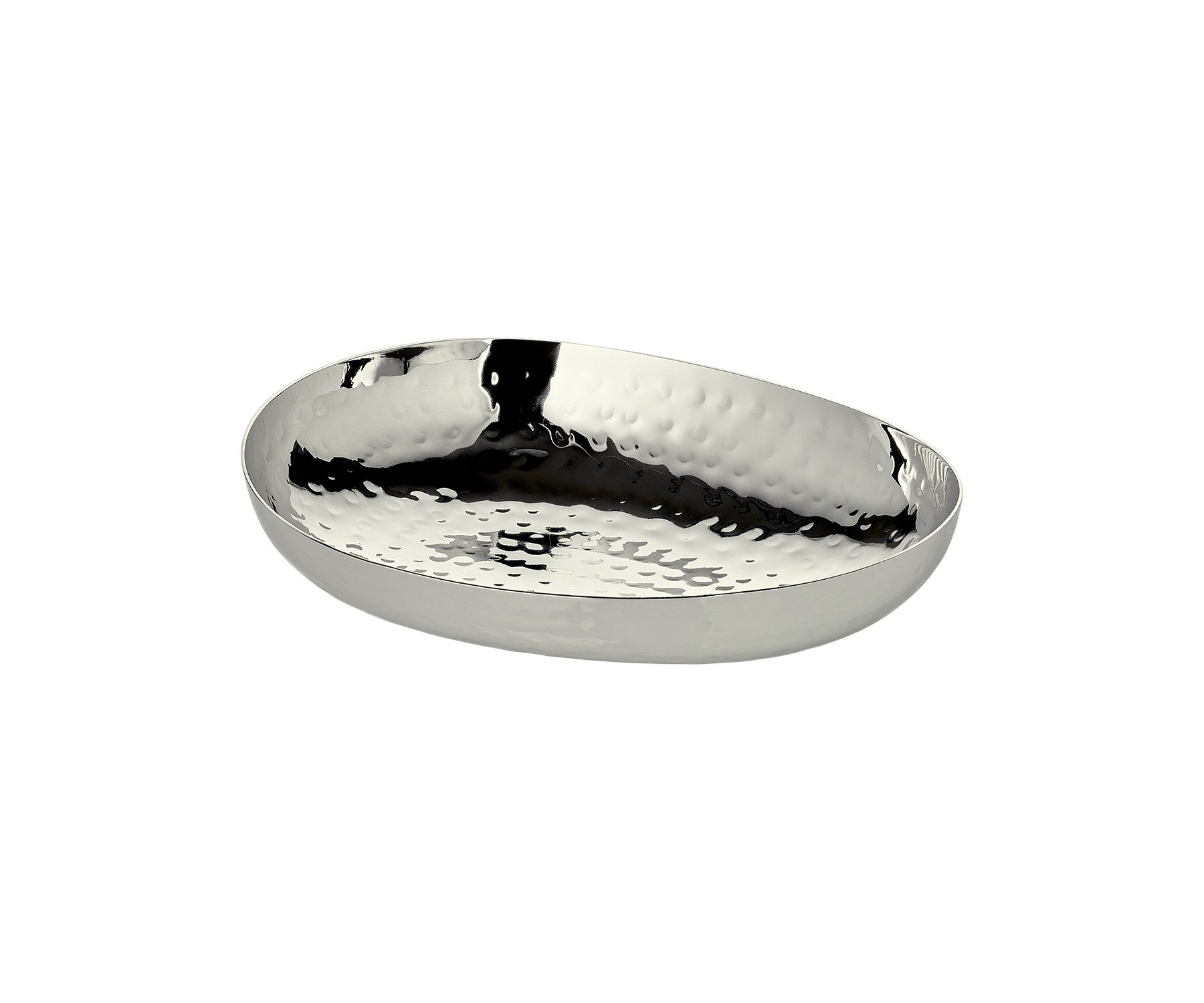 EDZARD Servierschale Schale Henrietta, vernickelt, L 15,5 cm, Edelstahl vernickelt, gehämmert