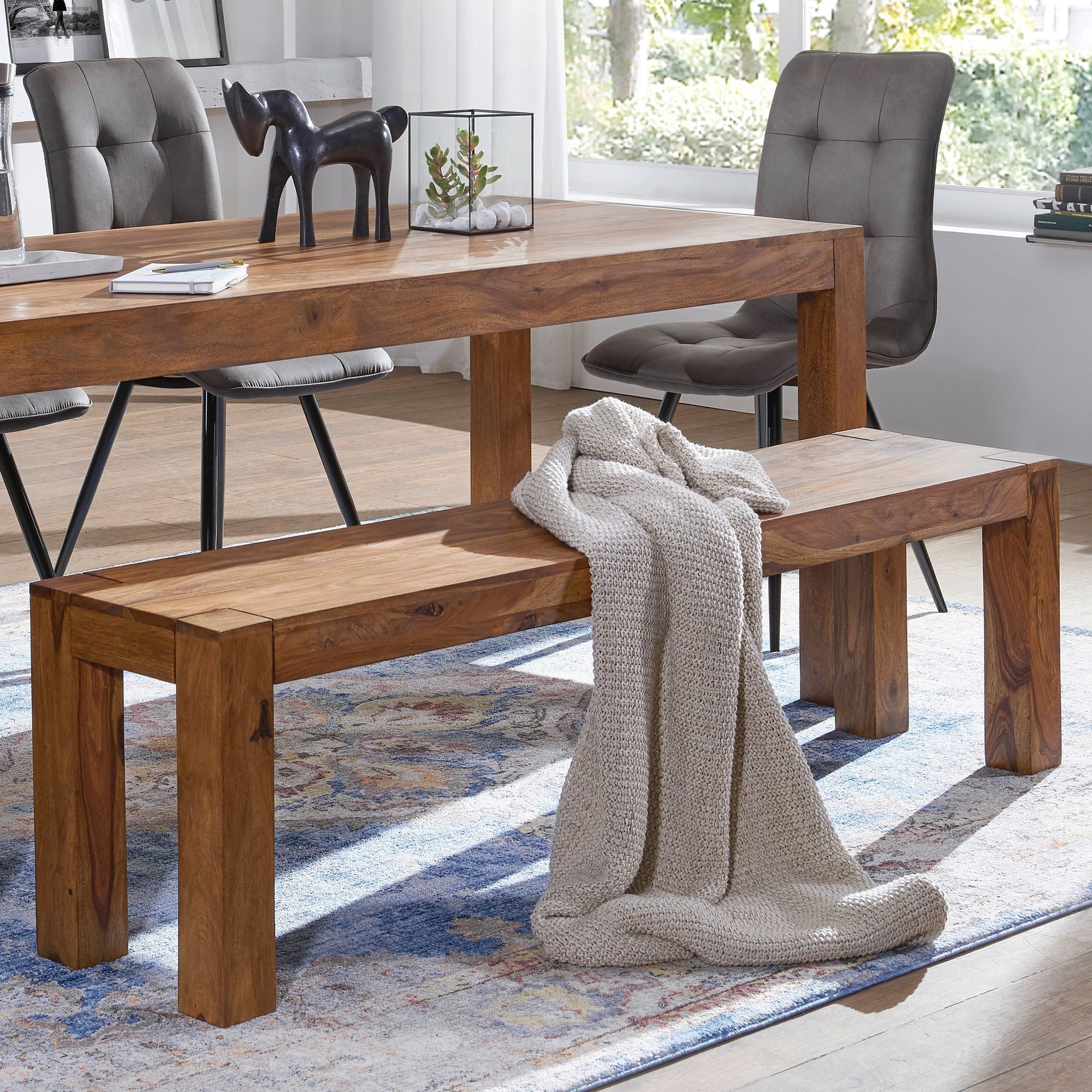 furnicato Bank Esszimmerbank Massivholz, Walnuss Finish 160x35x45 cm (1-St)