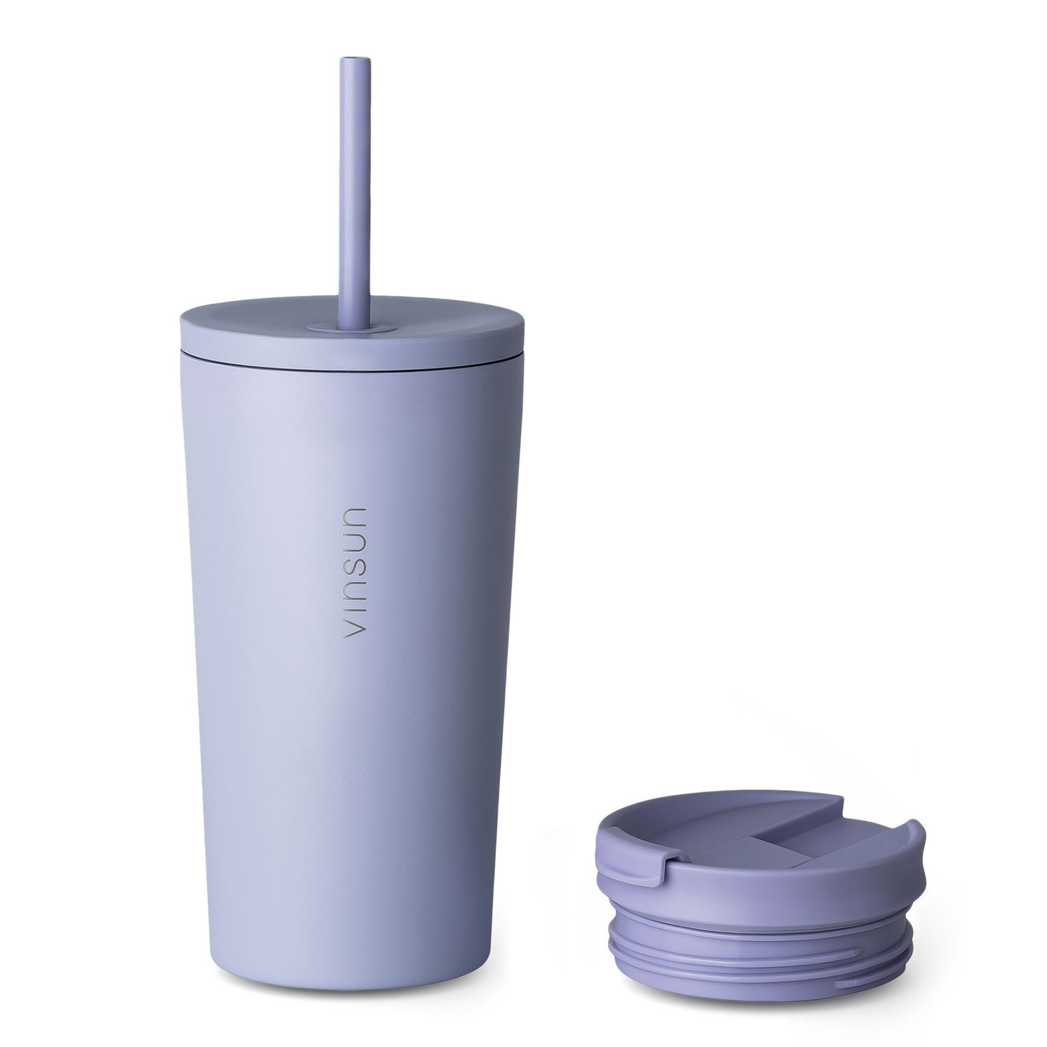 Vinsun Термокружка Edelstahl Кружки mit Strohhalm 480ml - Isolierbecher auslaufsicher, 4-tlg., Edelstahl, Doppelwandig isoliert, BPA frei, bruchfest, Kalt- und Heißgetränke