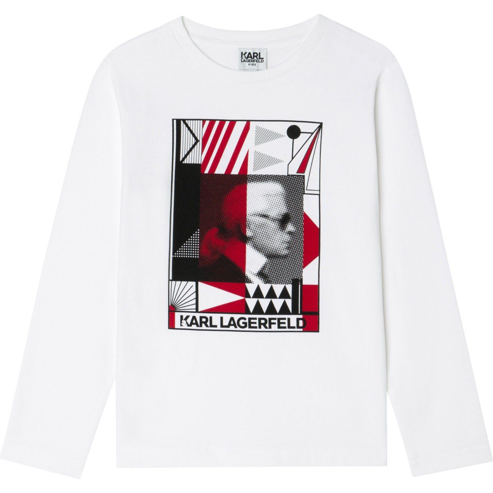 Langarmshirt Karl Lagerfeld Langarmshirt weiß mit Portrait