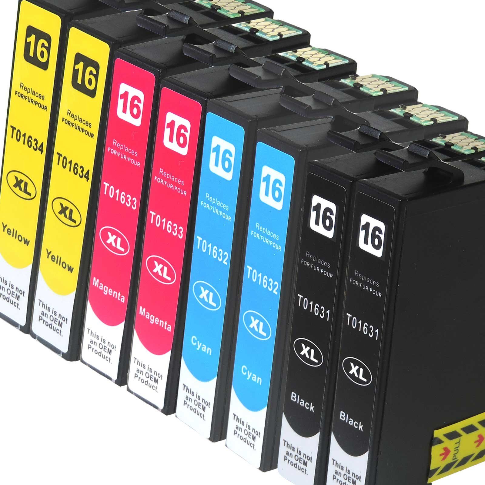 D&C Kompatibel Epson 16XL, Füller, T1636, C13T16364010 Multipack 8-Farben Tintenpatrone (DWF)