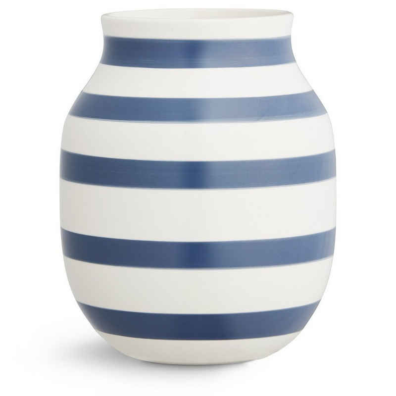 Kähler Tischvase Omaggio; Dekovase aus Keramik im Streifen-Design; Blau/Weiß; Vase H 20 cm