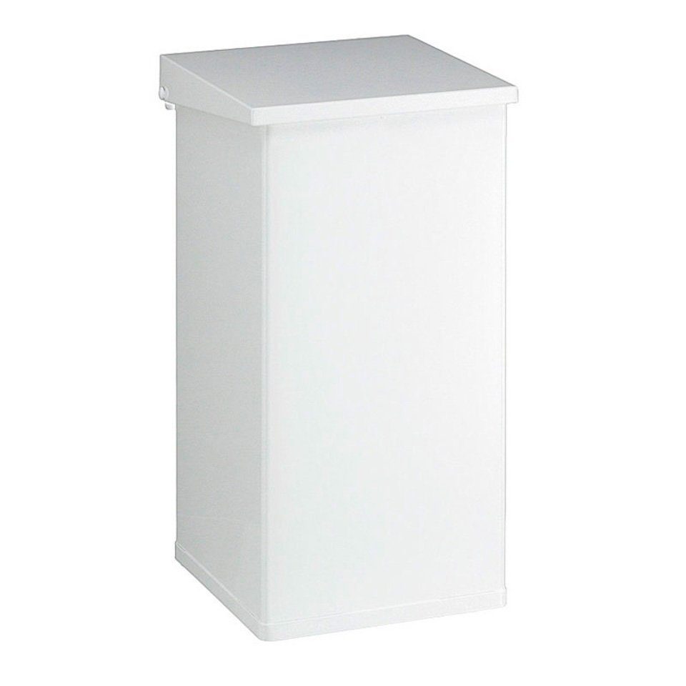 Abfallbehälter Weiß PROREGAL® Mülleimer Eckiger Haiti, Softclose Grau 55L, Hebedeckel,