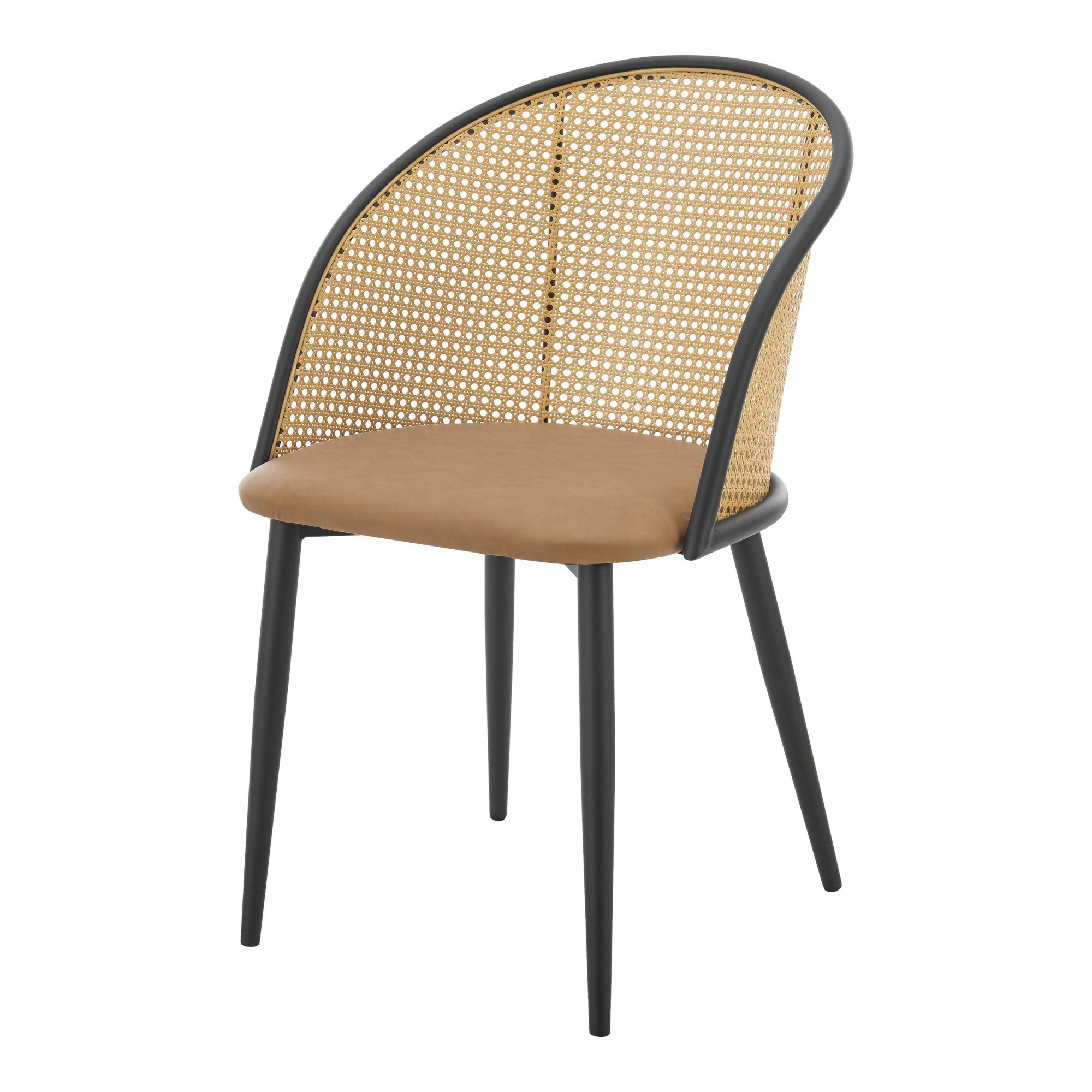 en.casa Esszimmerstuhl, »Gagnef« Designstuhl 2er-Set gepolstert Metallbeine Braun Schwarz
