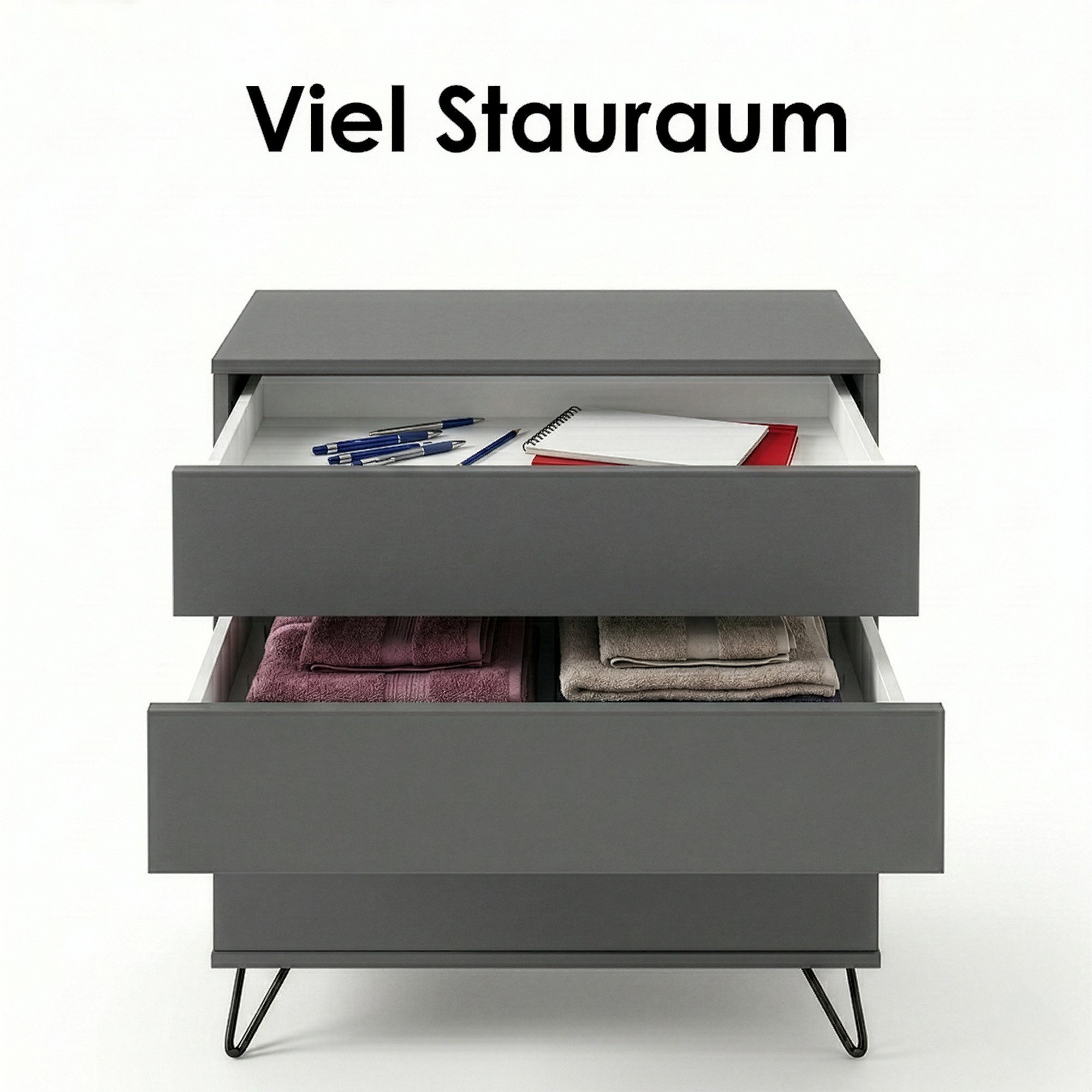 InnoFurn Kommode Elara, Schrank mit 4 Schubladen, Sideboard mit Push-to-Open