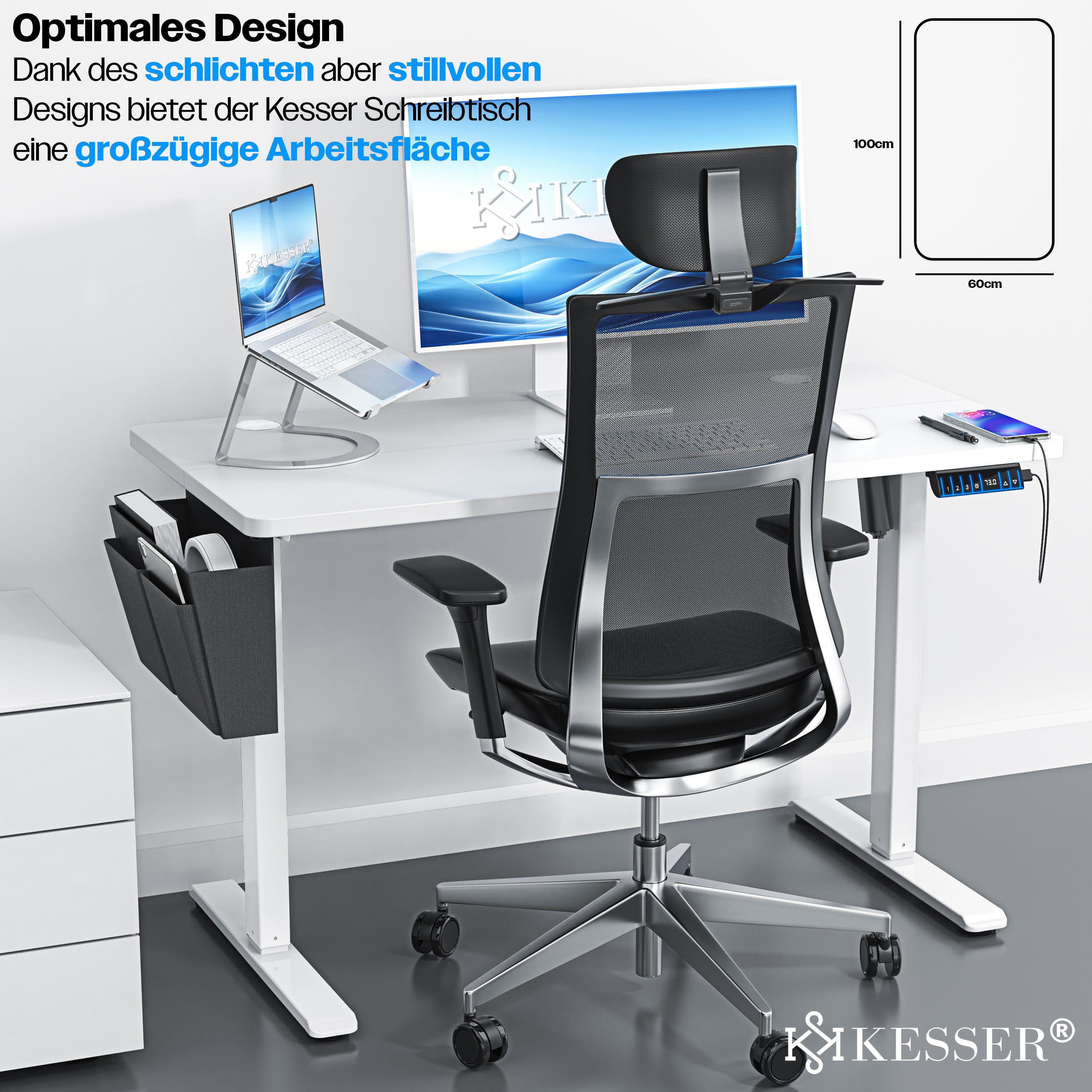 KESSER Schreibtisch, elektrischer & Höhenverstellbarer Computertisch für Home & Office
