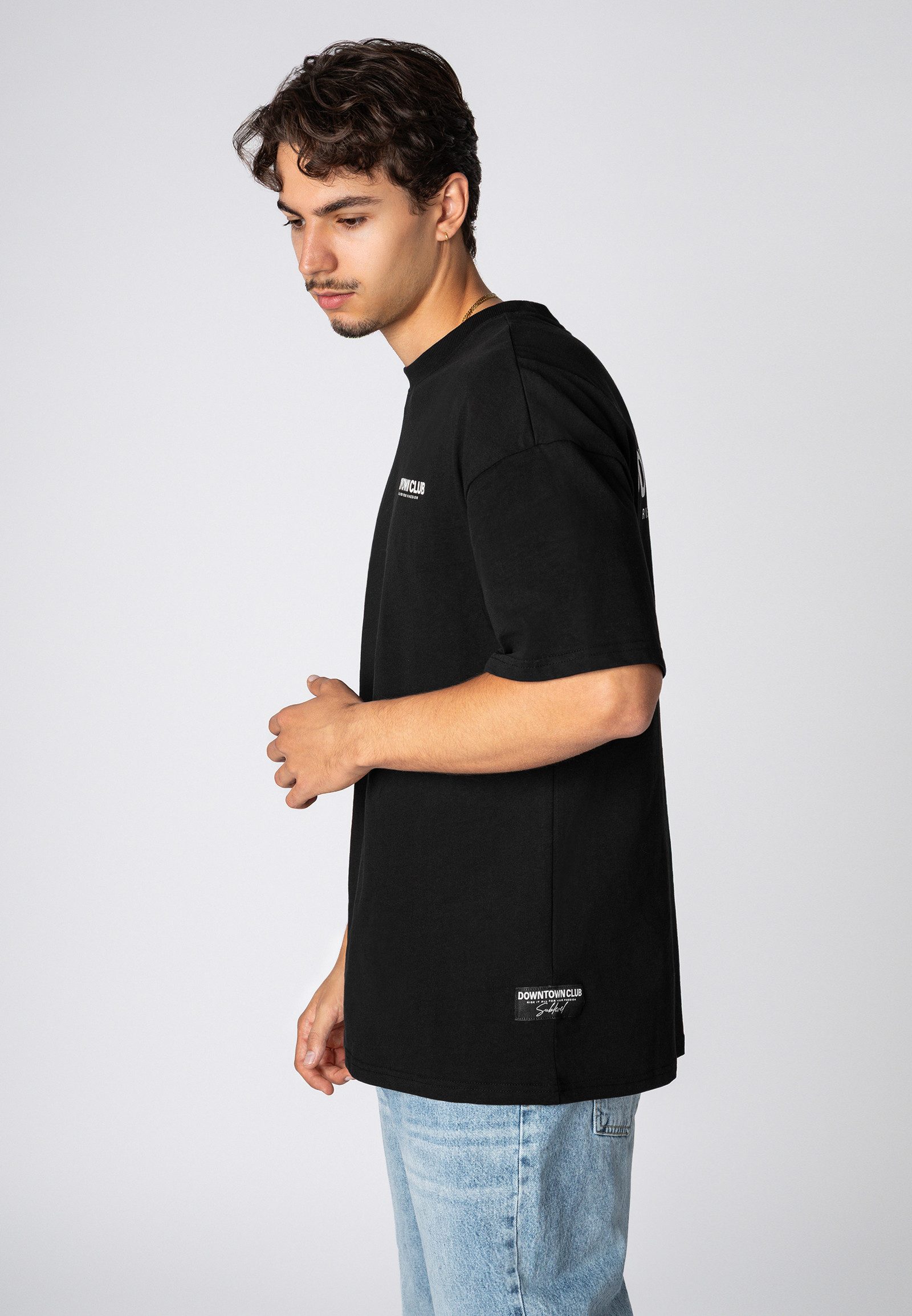 SUBLEVEL T-Shirt Herren Shirt Downtown Club Edition kurzarm, Baumwolle, oversize, Frontprint – Bild 4 von 5