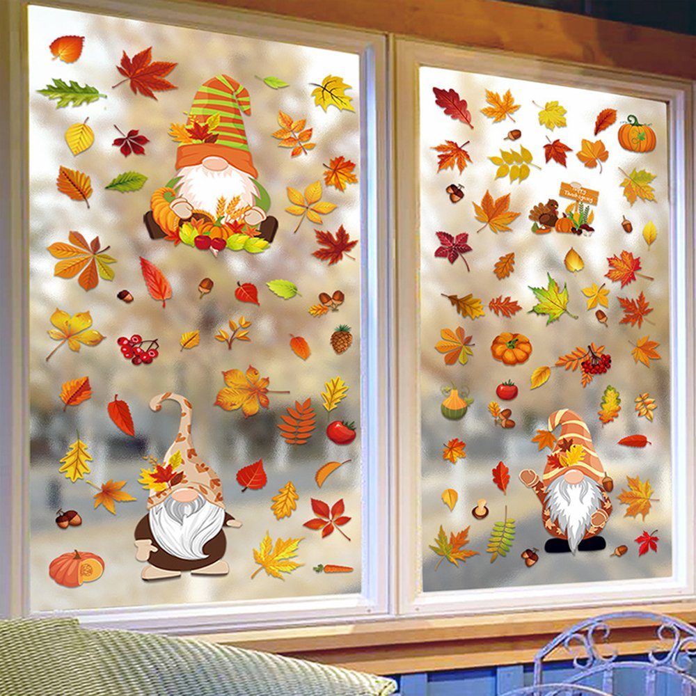 Fenstersticker Thanksgiving Herbst Deko Fenster Aufkleber, Herbst Fensterbilder, GelldG