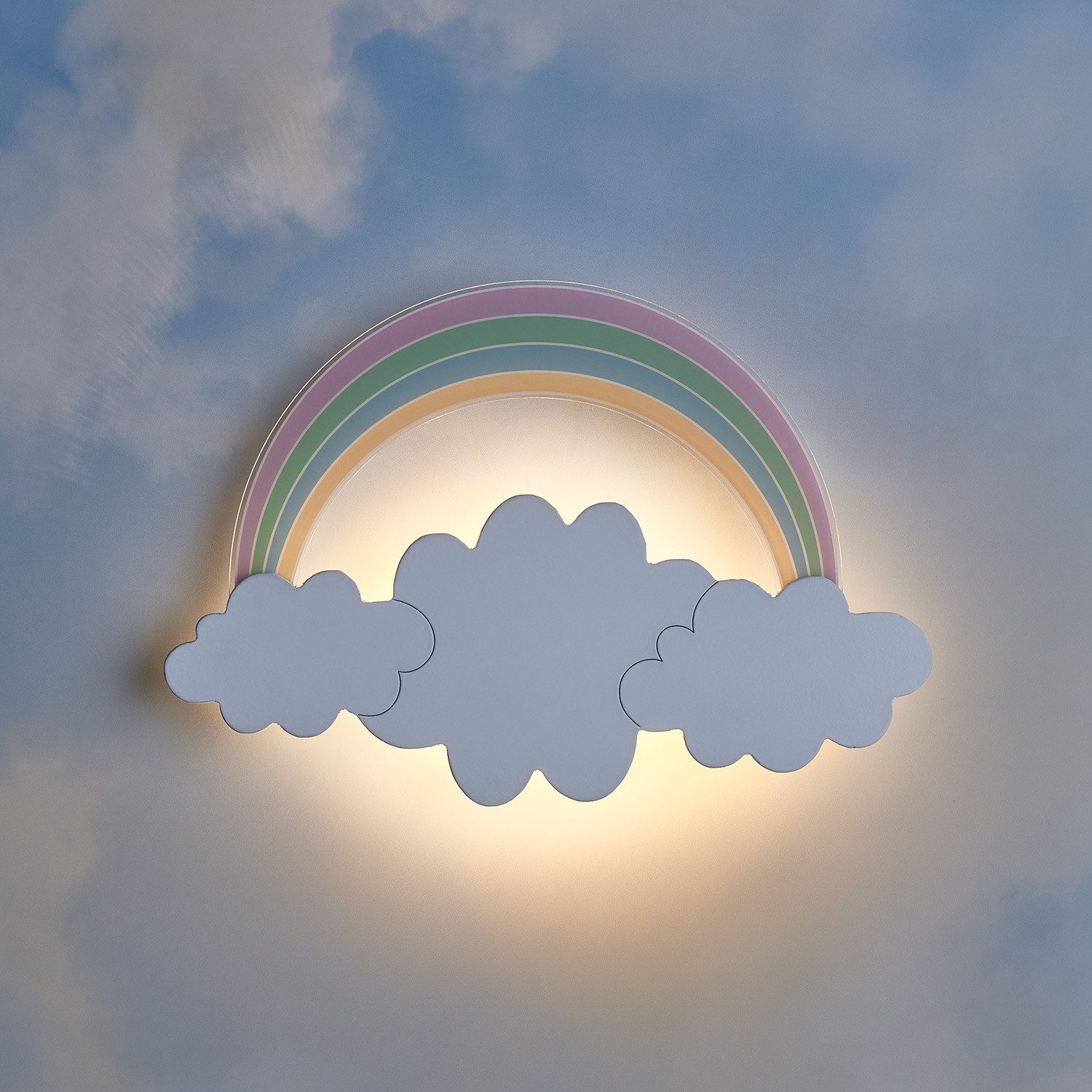 Lights4fun LED Wandleuchte Regenbogen und Wolke Wandlampe Kinderzimmer