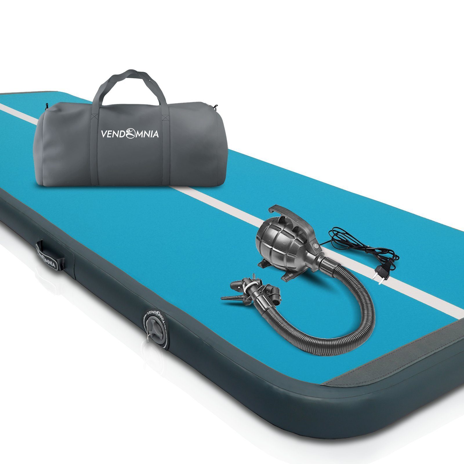 VENDOMNIA Gymnastikmatte AIRTRACK - Fitness Sport 1/2/3/4/5/6/7/8m Farbwahl (elektrische Luftpumpe aufblasbar PVC Dicke:10/20cm), Tumbling Tracking Gymnastik Yoga Air Track Matte