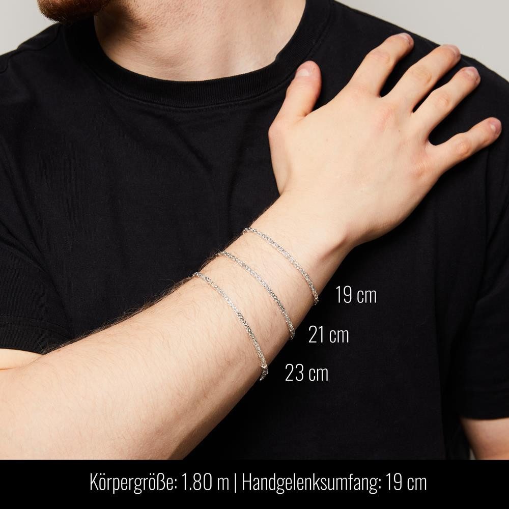 JEWLIX Königsarmband 925 Silberarmband: Königsarmband Silber 3,5mm - Länge wählbar KA0035