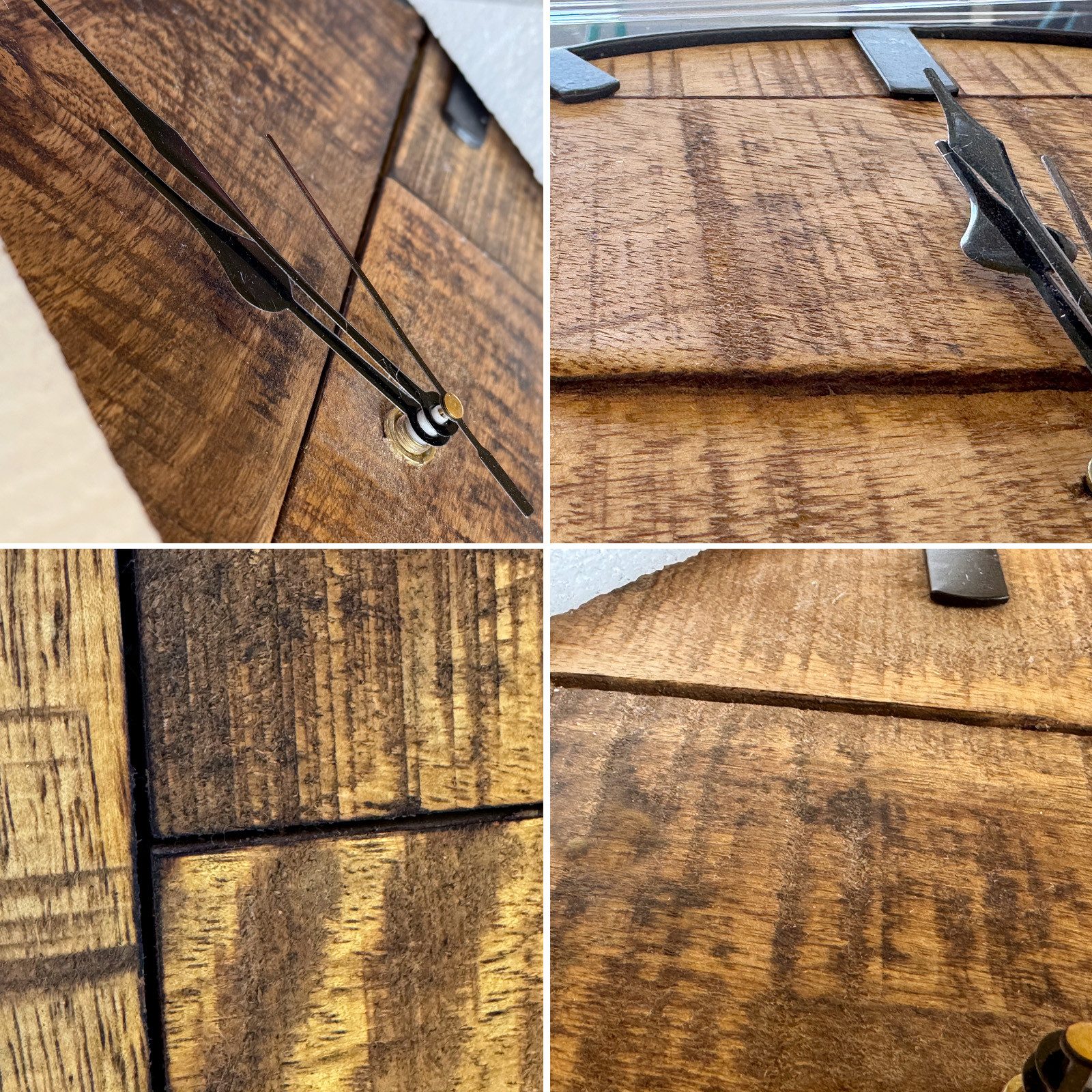 Amagohome Wanduhr Runde Wanduhr ø 30cm aus recyceltem Mangoholz Metall lautlos ohne Tick (lautlos)