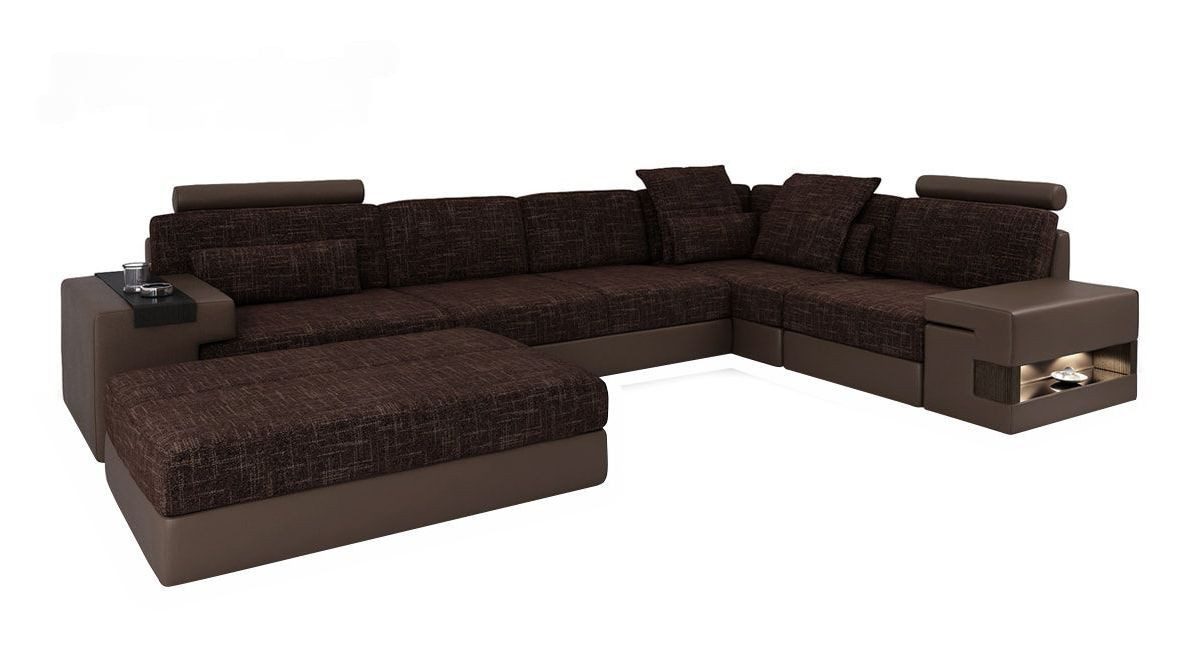 Xlmoebel Wohnlandschaft Designer-Ecksofa in L-Form mit Hocker aus hochwertigem Polster-Textil, Hergestellt in Europa