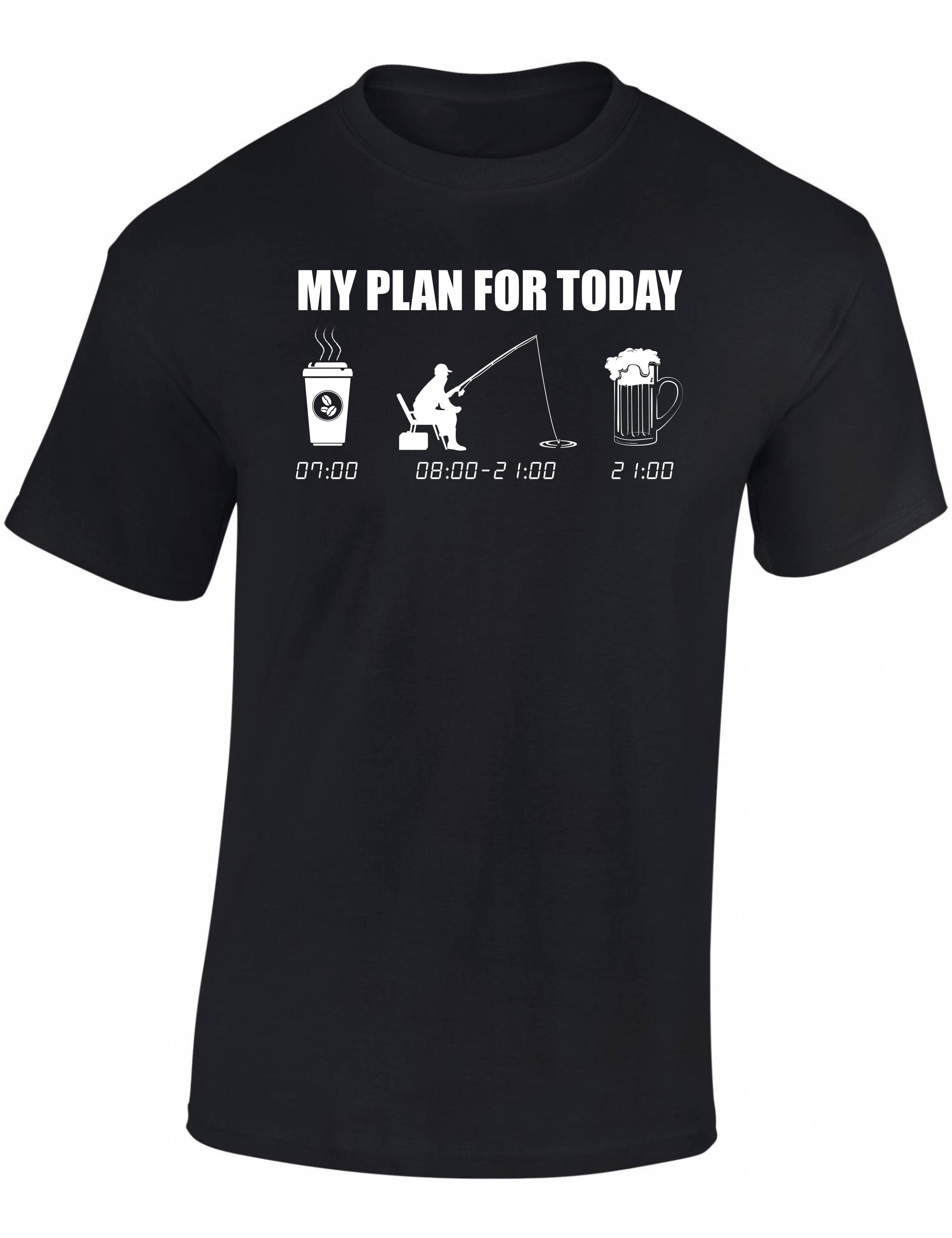 Baddery Print-Shirt Angel Tshirt: "My plan for today: Angeln" - Angler T-Shirt Männer, hochwertiger Siebdruck, auch Übergrößen, aus Baumwolle