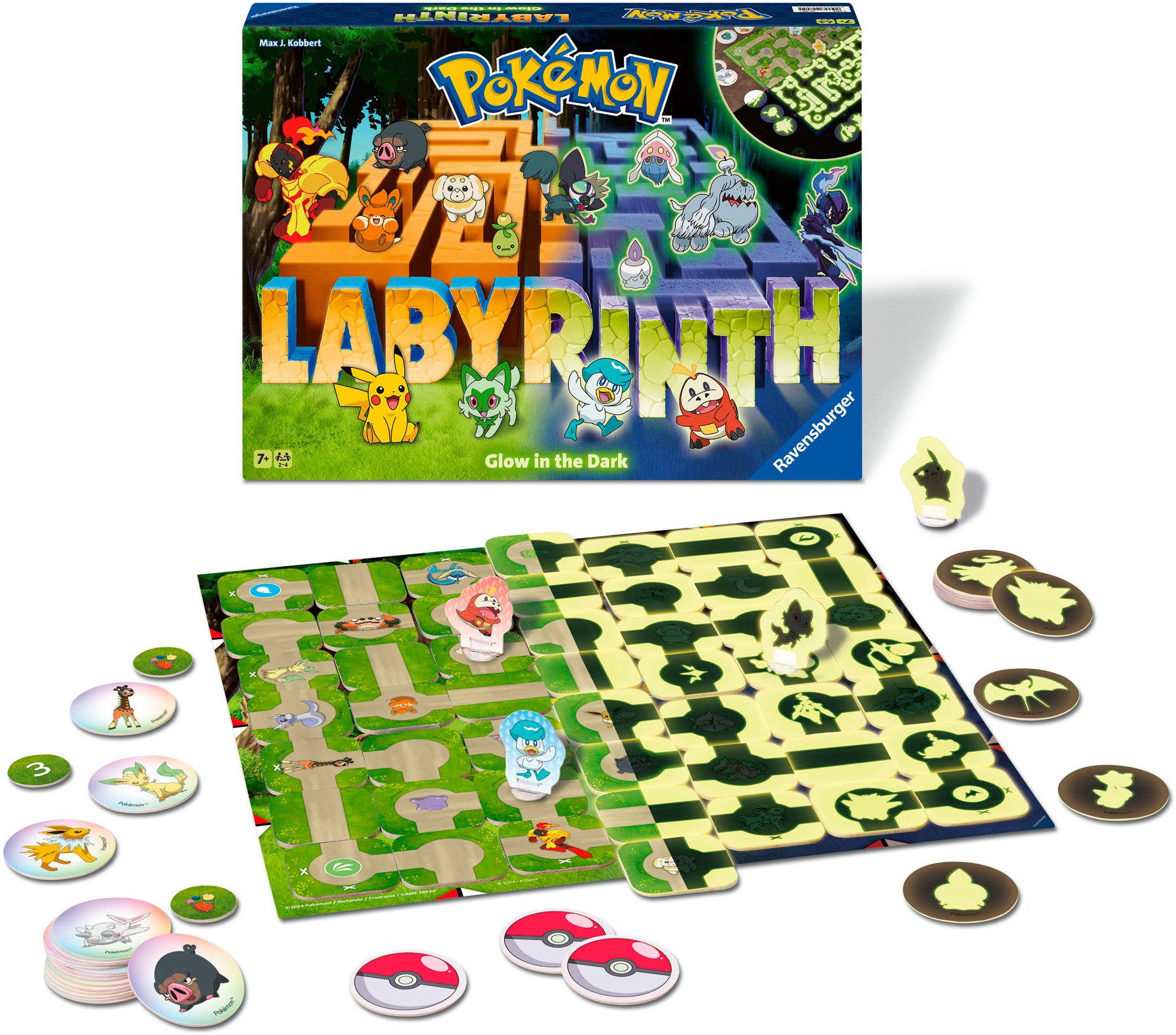 Ravensburger Spiel Pokémon Labyrinth Glow in the Dark, Familienspiel, Made in Europe