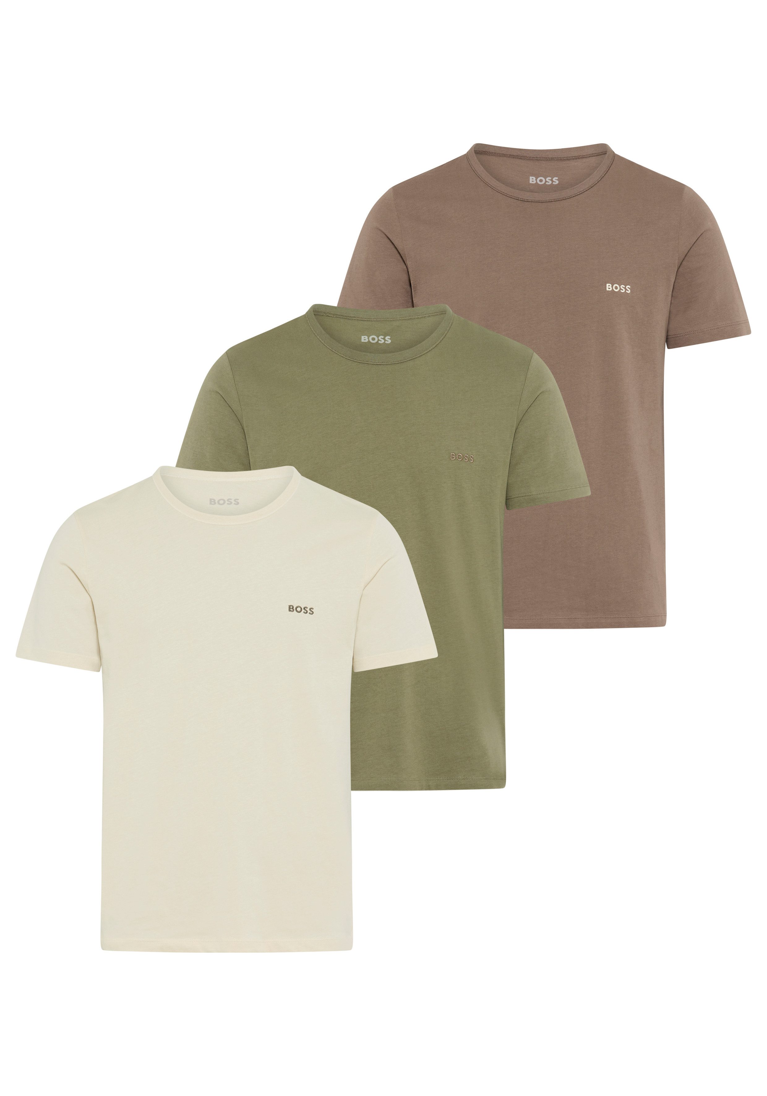 BOSS T-Shirt TShirtRN 3P Classic (3-tlg) mit Logostickerei günstig online kaufen