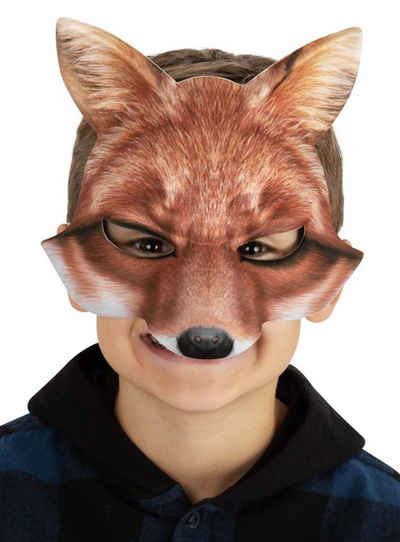 Smiffys Verkleidungsmaske Fuchs Maske für Kinder, Tierische Halbmaske aus Kunststoff für Kinder