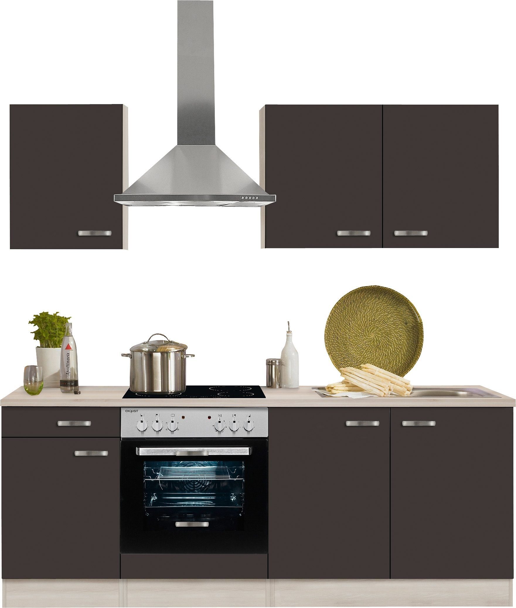 OPTIFIT Küchenzeile Faro, ohne E-Geräte, Breite 210 cm, Küchenzeile mit  durchgehender Arbeitsplatte | Küchenzeilen mit Geräten