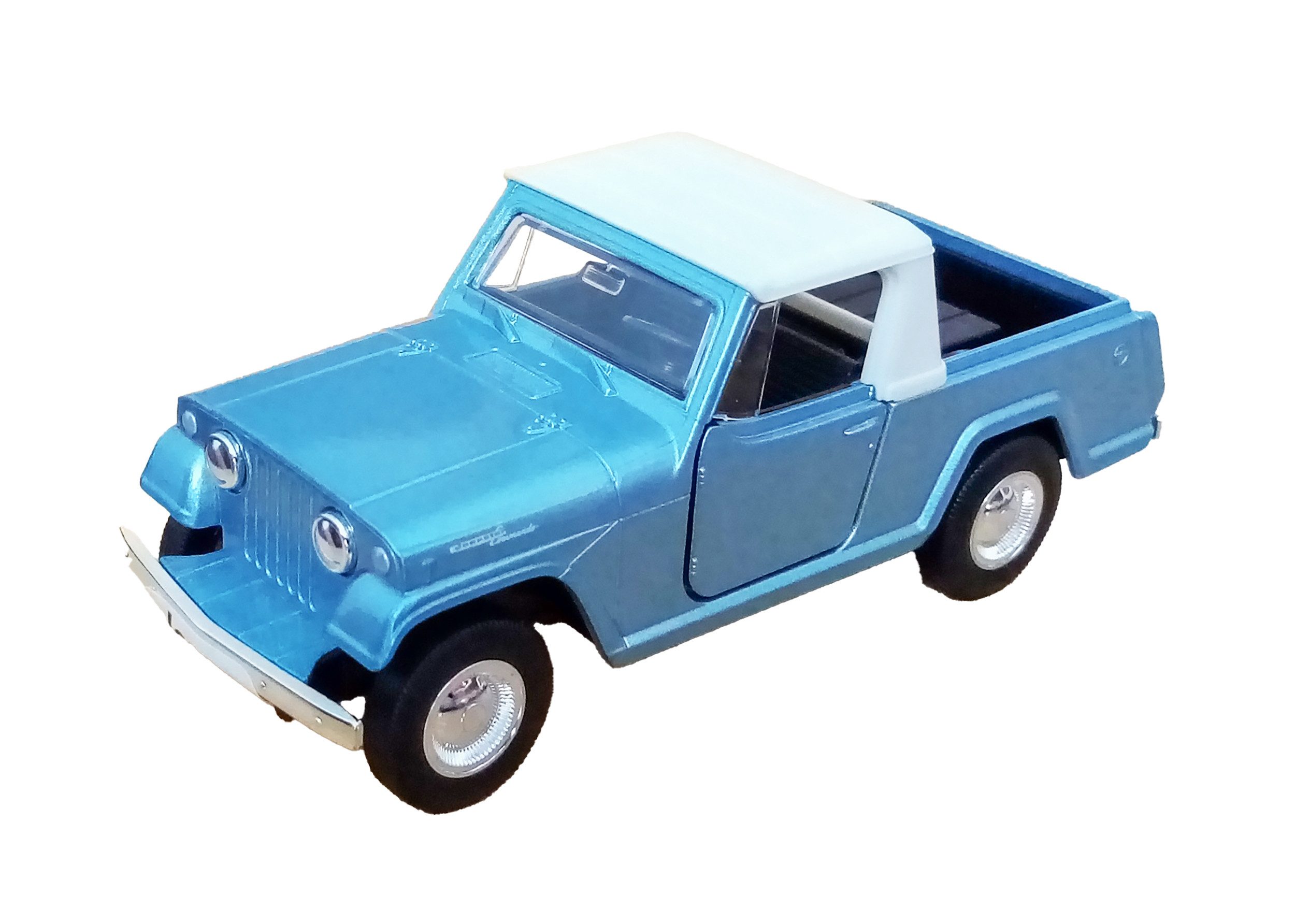 Welly Modellauto Jeep Jeepster Commando 1967 Modellauto Metall 50 (Hellblau-Metallic), mit Rückzug Modell Auto Spielzeugauto Spielzeug Kinder Geschenk