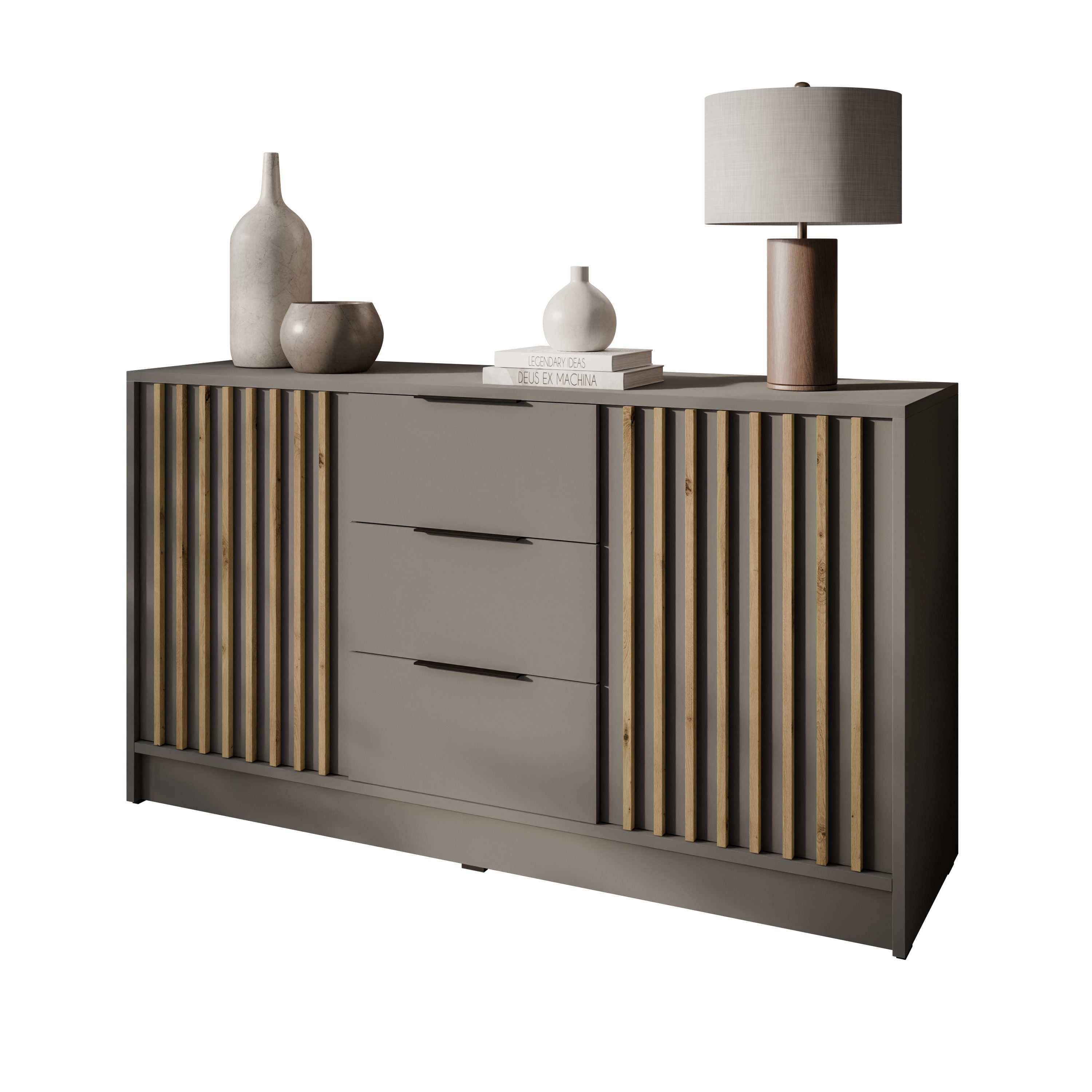 Lookway Kommode NELA Zweittürige Kommode mit Lamellen, Breite: 155 cm