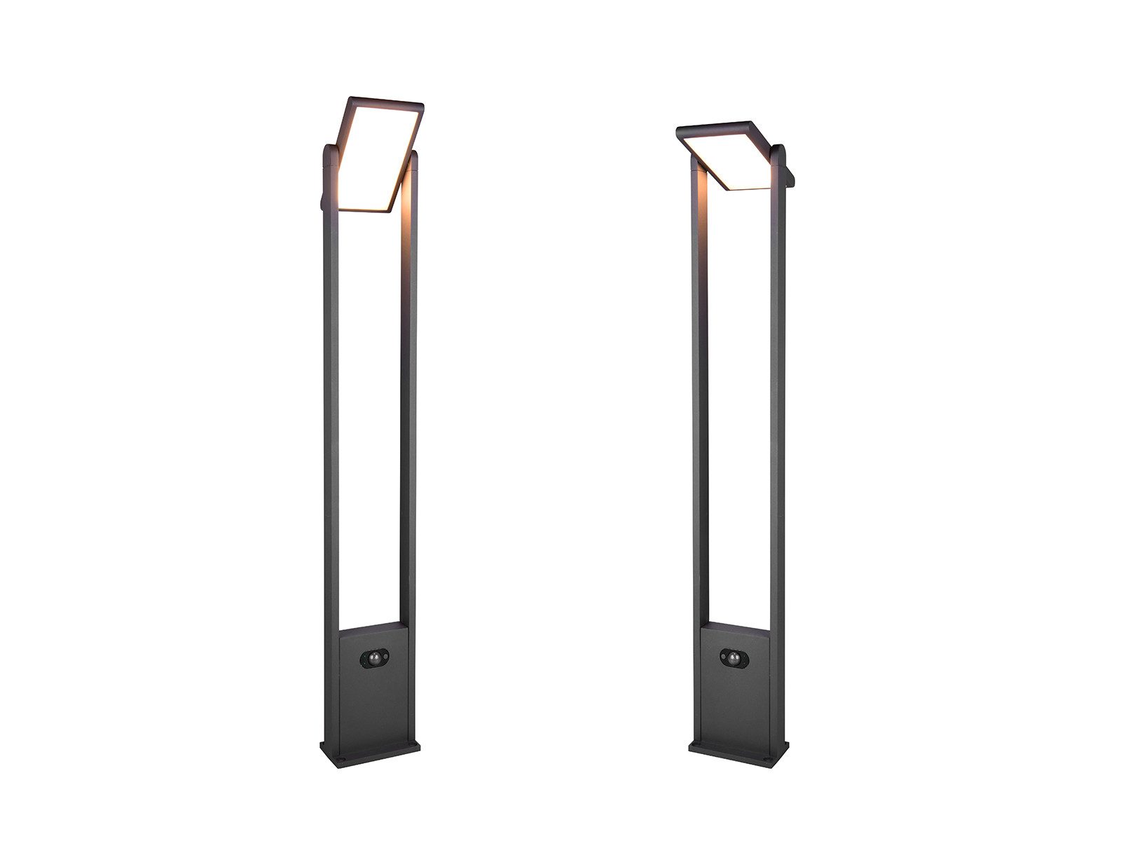 TRIO Leuchten LED Pollerleuchte, Bewegungsmelder, LED fest integriert, Warmweiß, Neutralweiß, 2er Set HYBRID Garten Wegbeleuchtung mit Strom und Solar, Höhe 101cm