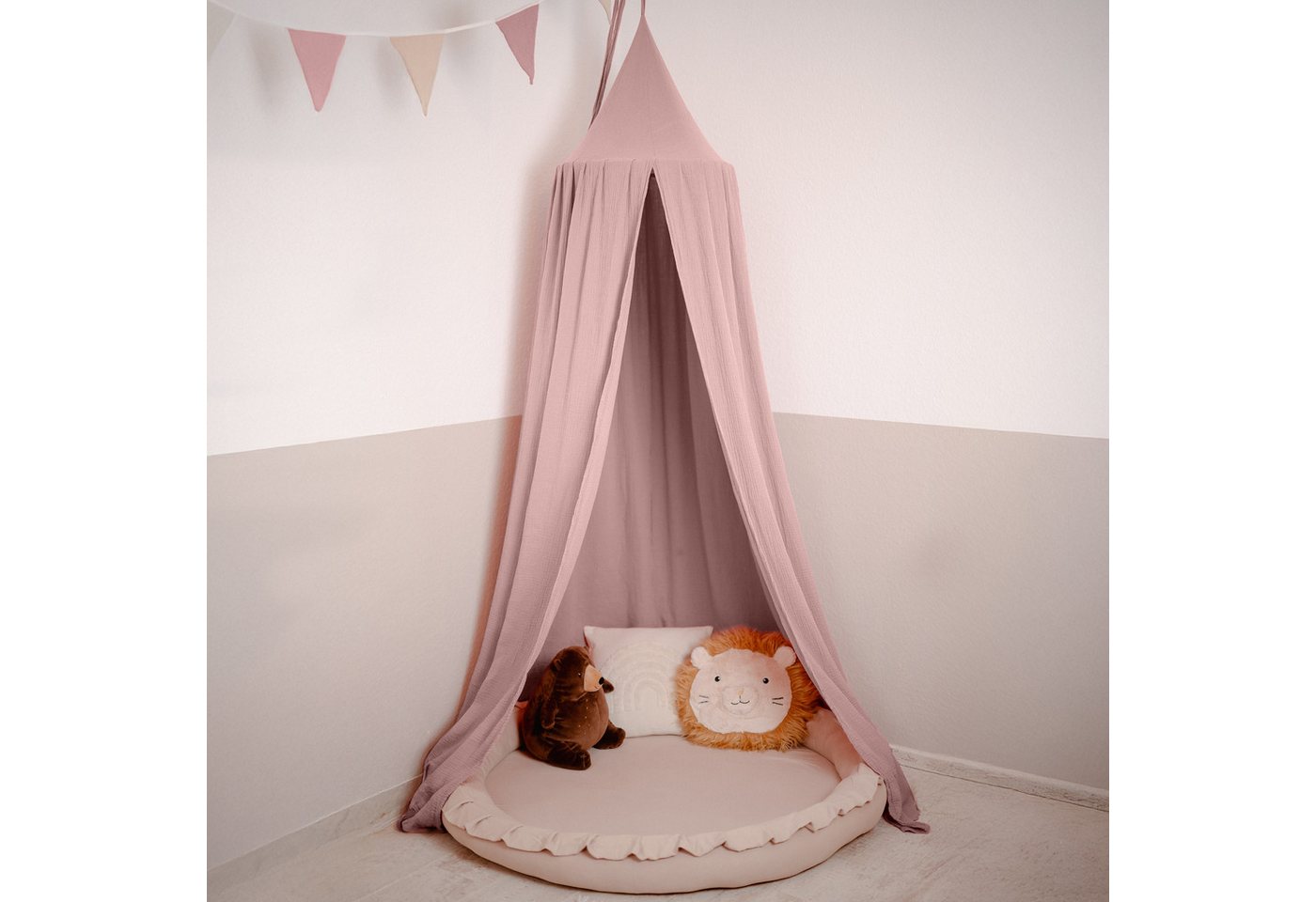 lilimaus Betthimmel Baldachin für Kinderzimmer aus 100% Musselin - handgenäht (1-tlg), Rückzugsort für Bett, Kuschelecke & Leseplatz - weicher Musselin