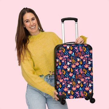 NoBoringSuitcases.com© Handgepäckkoffer Blumen - Pflanzen - Muster - Botanisch 55x35x20cm, 4 Rollen, Koffer mit 4 rollen, Erwachsenen trolley, Reisekoffer