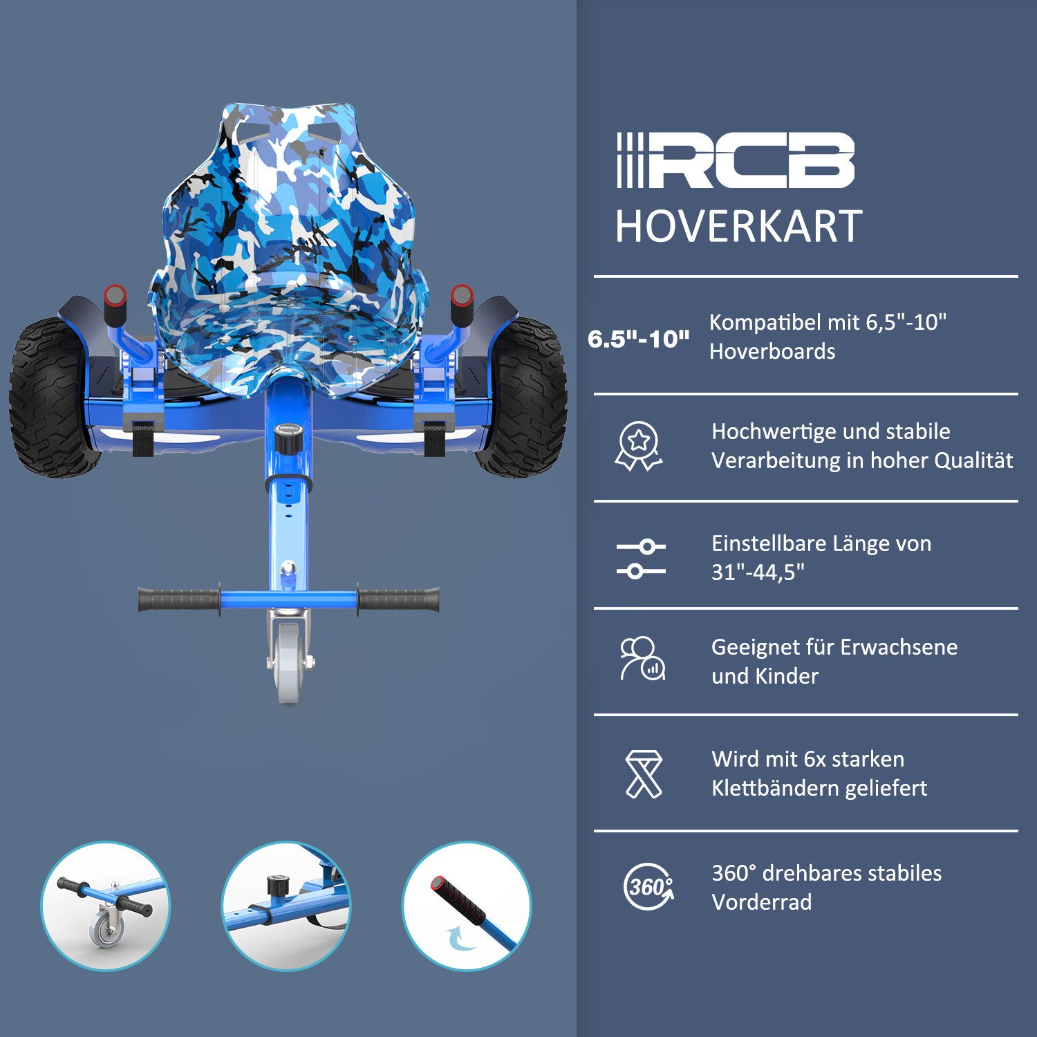 RCB Balance Scooter Kart Set, 8,5'' Off-Road SUV Hoverboard mit Sitz, Go-Kart, APP, Bluetooth
