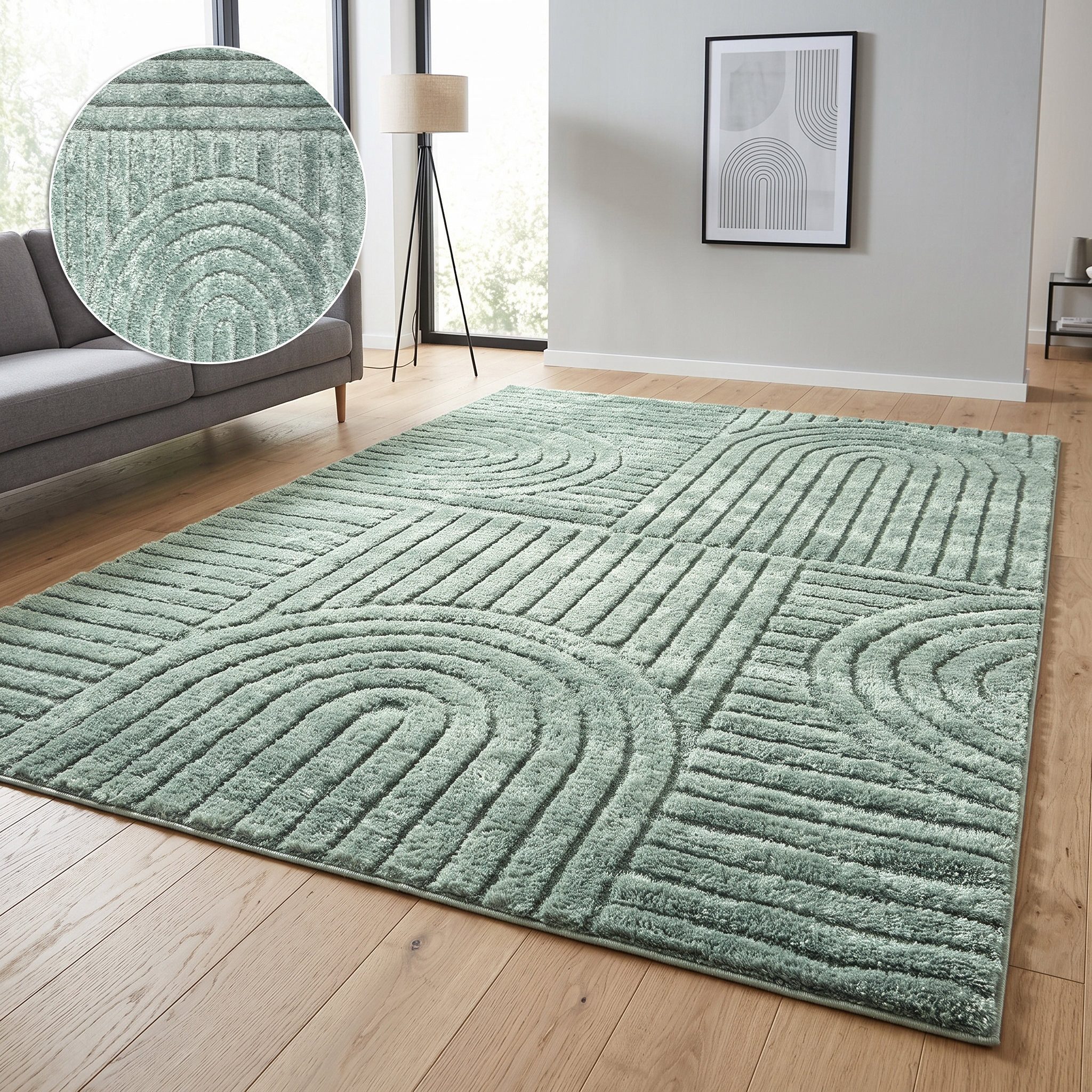OTTO home Teppich Jonne, Boho-Design, Scandi, Designteppich, rechteckig, Höhe: 20 mm, Hoch-Tief, 3D Optik, skandinavischer Stil, Wohnzimmer, Schlafzimmer