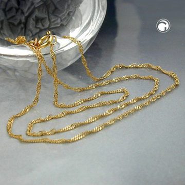 unbespielt Goldkette Kette Halskette 1,3 mm Singapurkette 14 Karat Gold 42 cm inklusive Schmuckbox, Goldschmuck für Damen und Herren