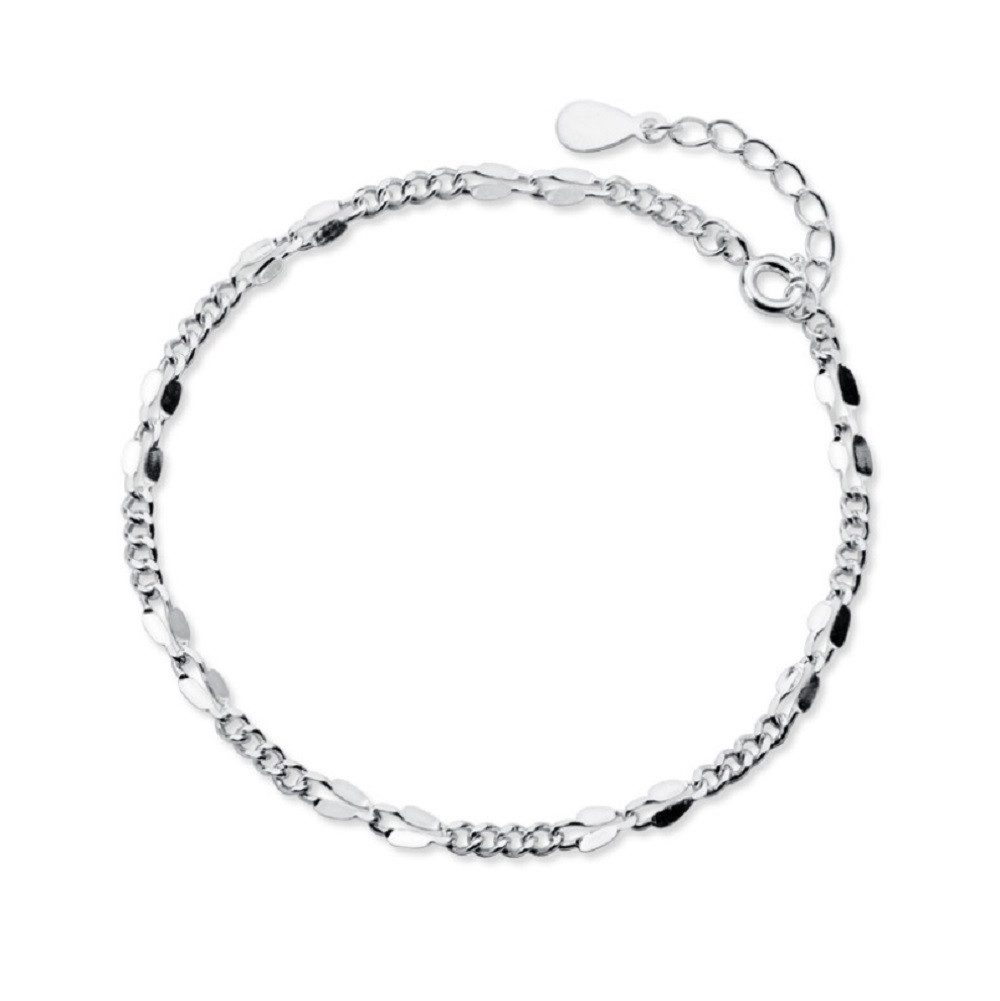 PANDACHARMS Silberarmband Flache Polierte Gliederkette aus 925er Silber, Длина variabel 16-18cm