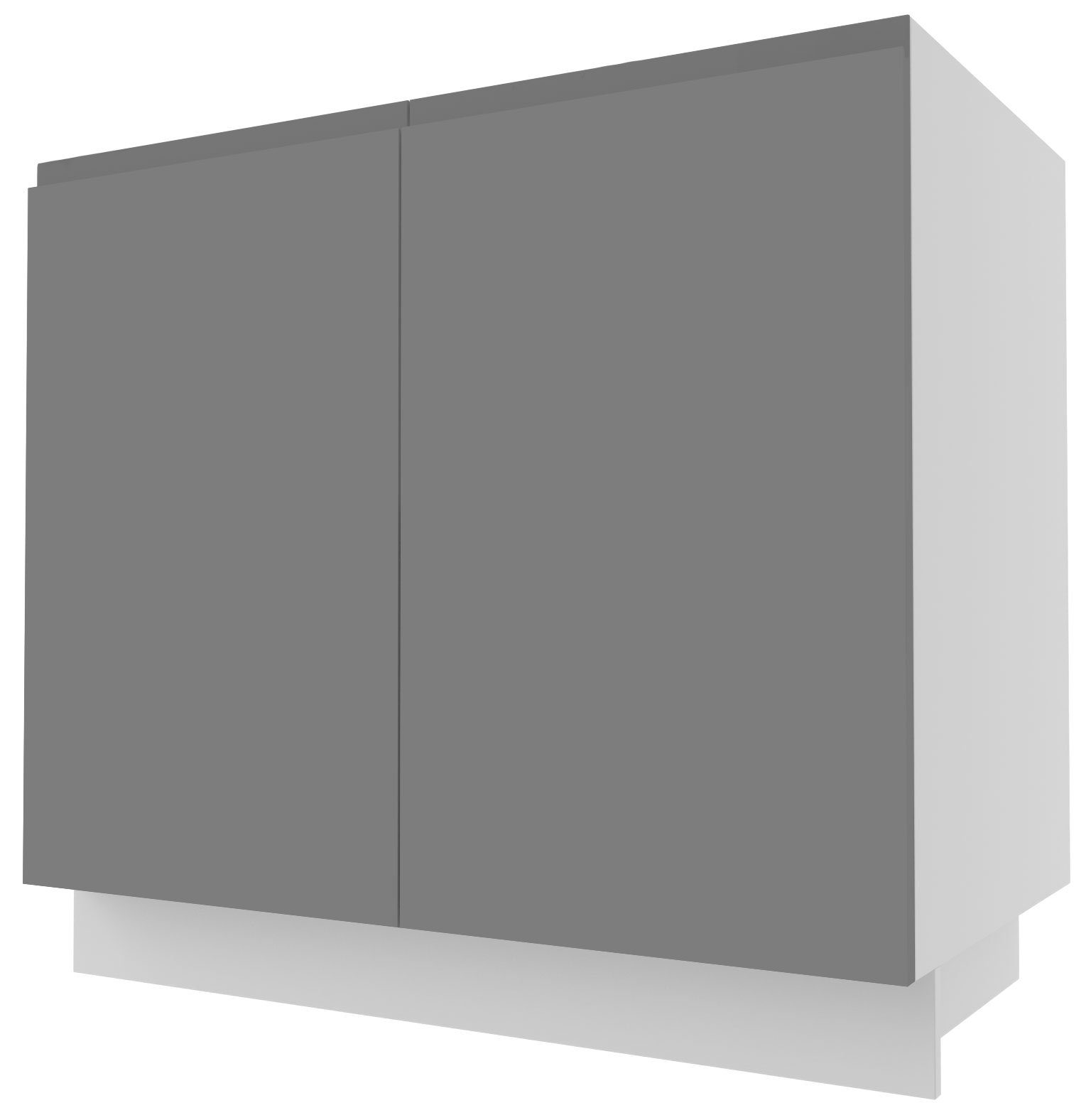 Acryl matt Avellino grey Unterschrank Feldmann-Wohnen 2-türig grifflos stone und 90cm Korpusfarbe wählbar Front-
