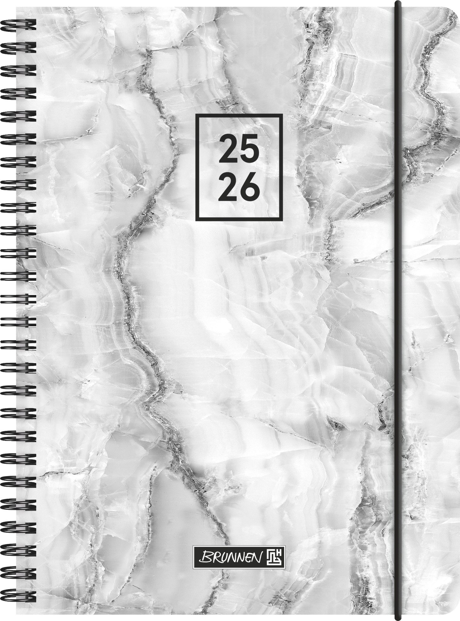 BRUNNEN Schülerkalender Brunnen Schülerkalender 2025 / 2026 Grey Marble A5 Kunststoff