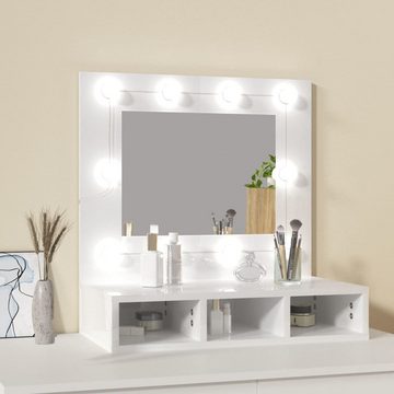 vidaXL Spiegel Spiegelschrank mit LED Hochglanz-Weiß 60x31,5x62 cm