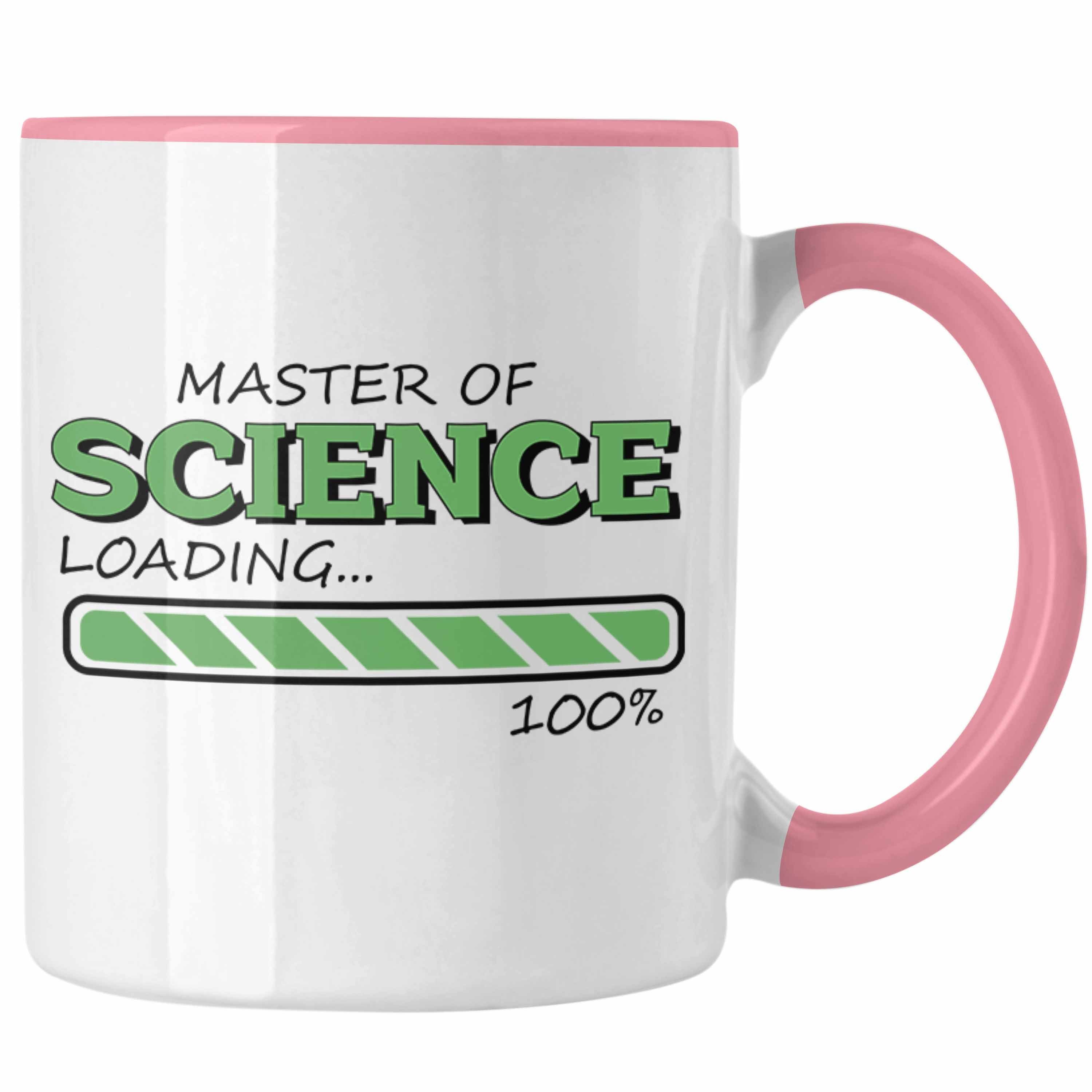 Trendation Tasse Lustige Tasse "Master Of Science Loading" - Geschenkidee für Absolvent Rosa